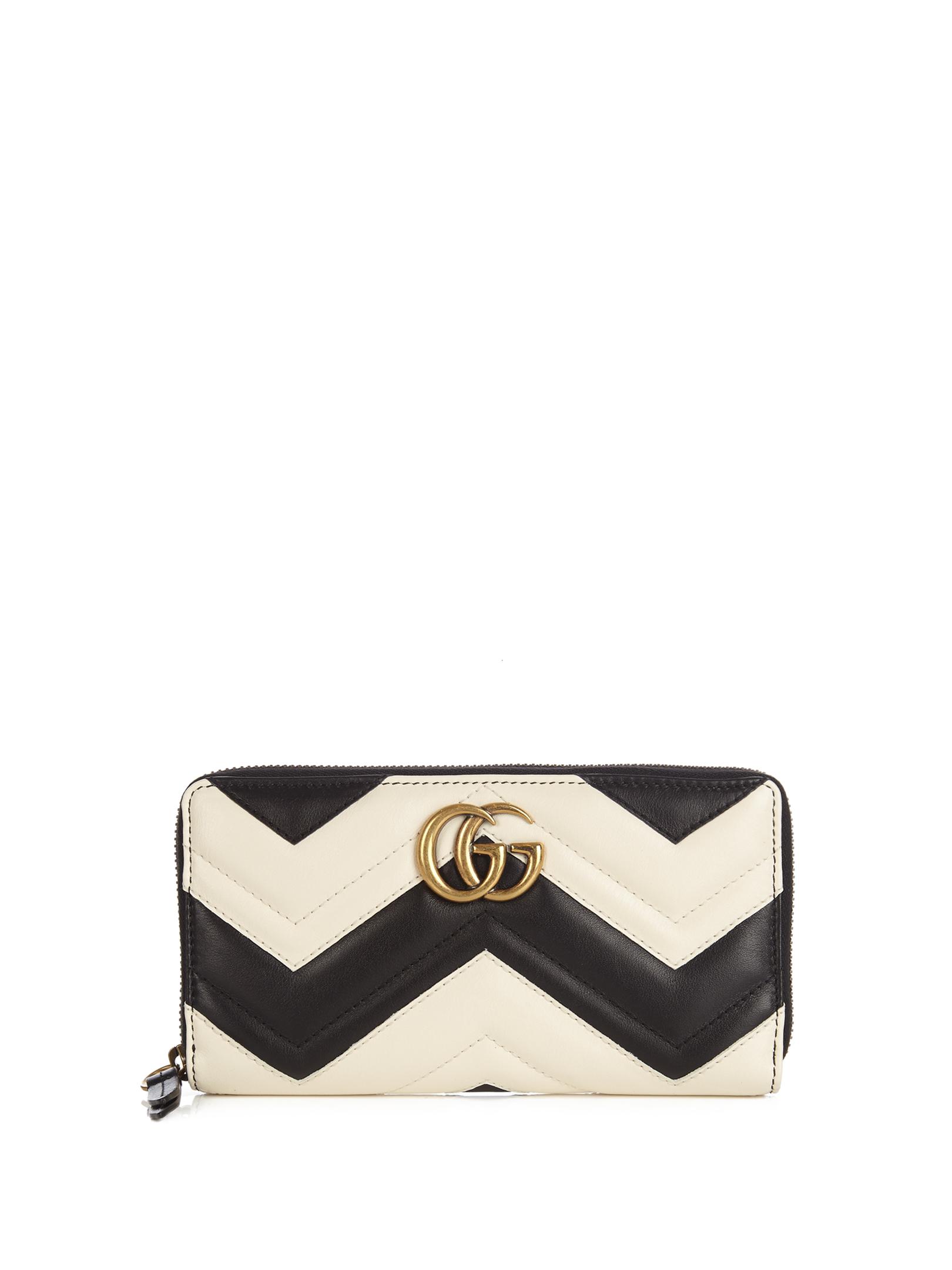 Gucci Gg Marmont Quilted-leather Wallet in Black | Lyst