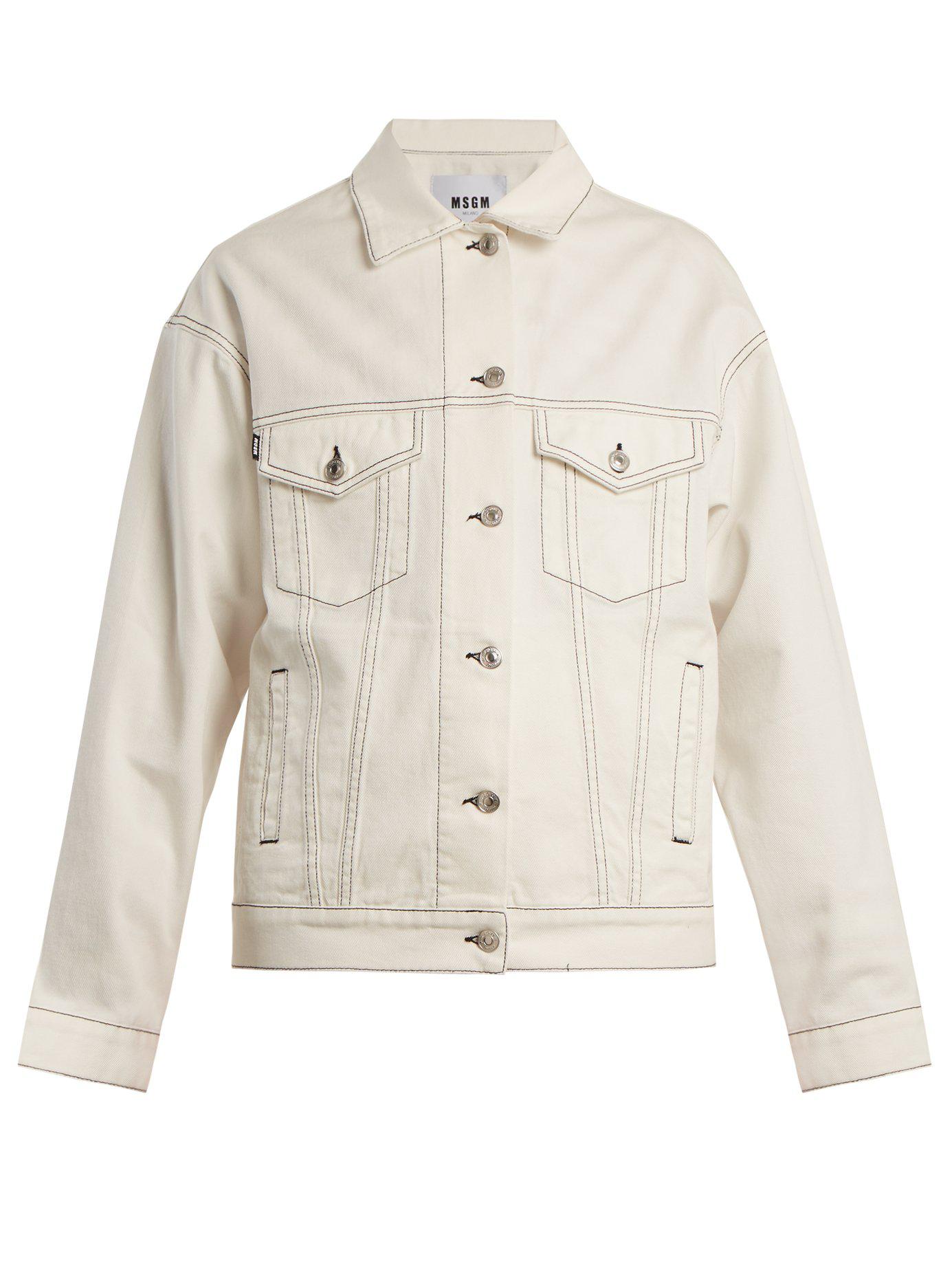 MSGM Oversized Denim Jacket in White - Lyst
