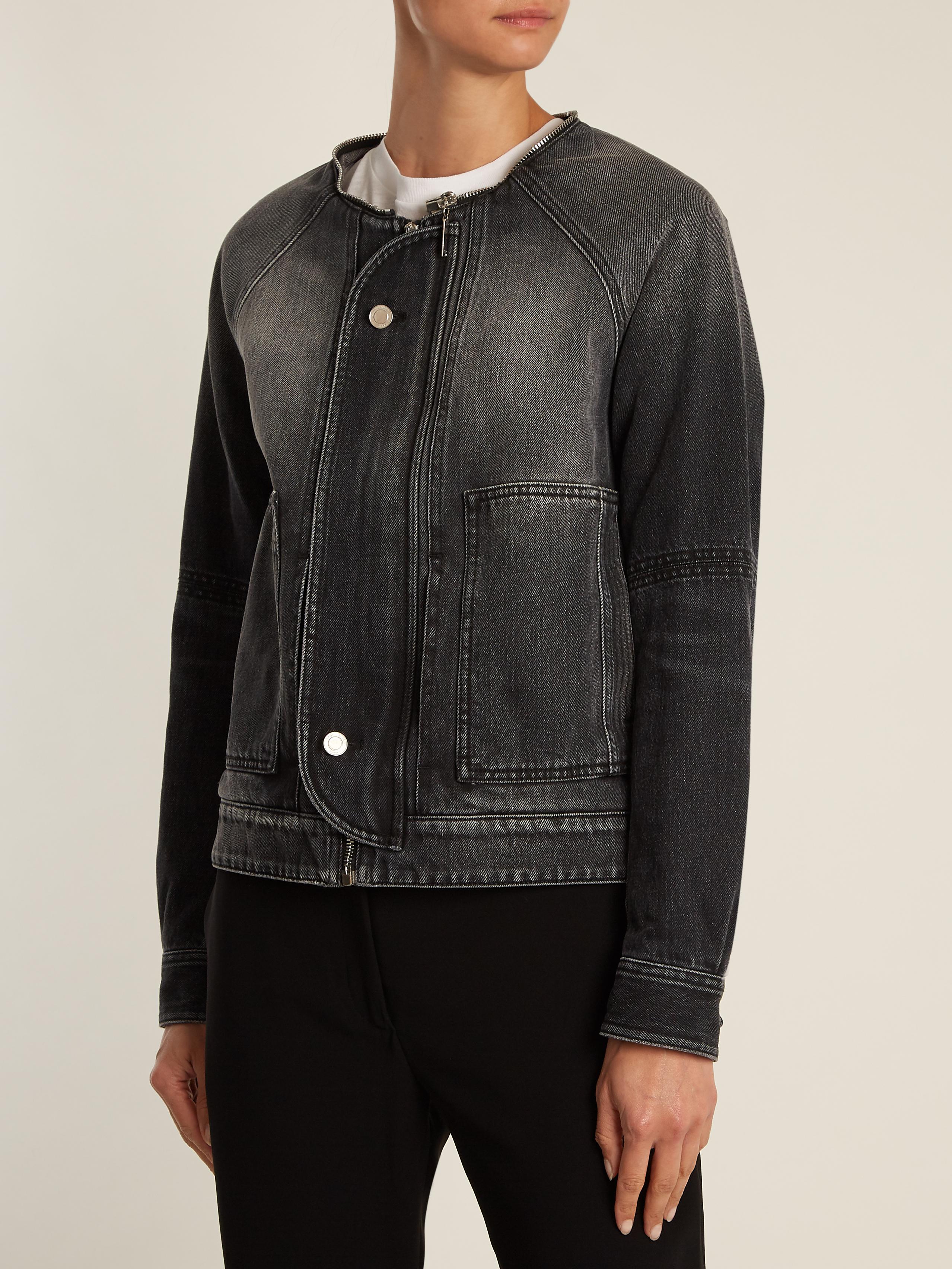 Lyst - Saint Laurent Shearling-collar Oversized Denim Jacket in Black