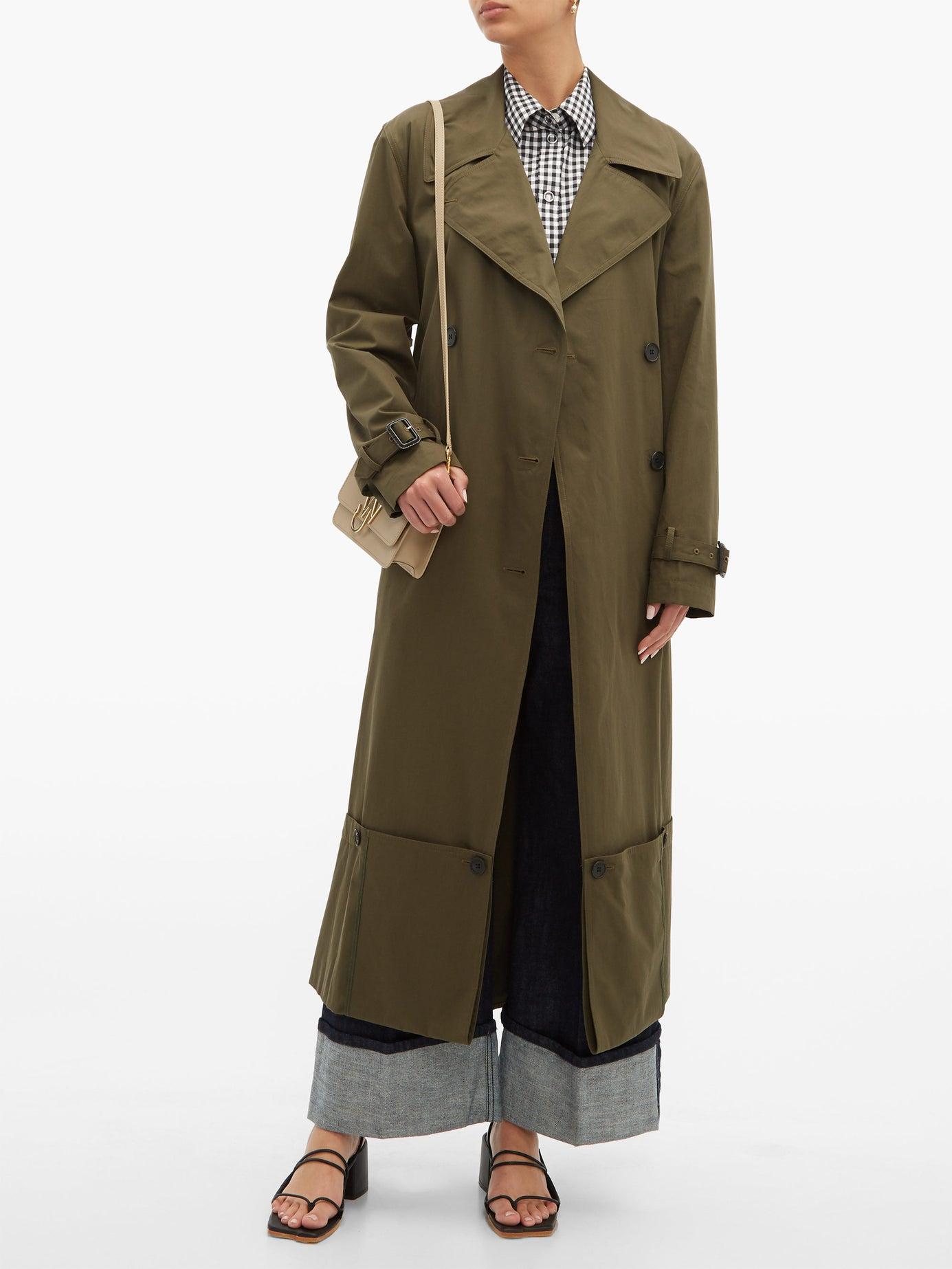 JW Anderson Extendable Hem Cotton Trench Coat in Green - Lyst