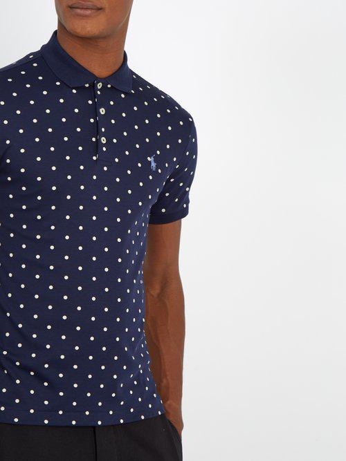 Polo Ralph Lauren Polka-dot Cotton Polo Shirt in Navy (Blue) for Men - Lyst