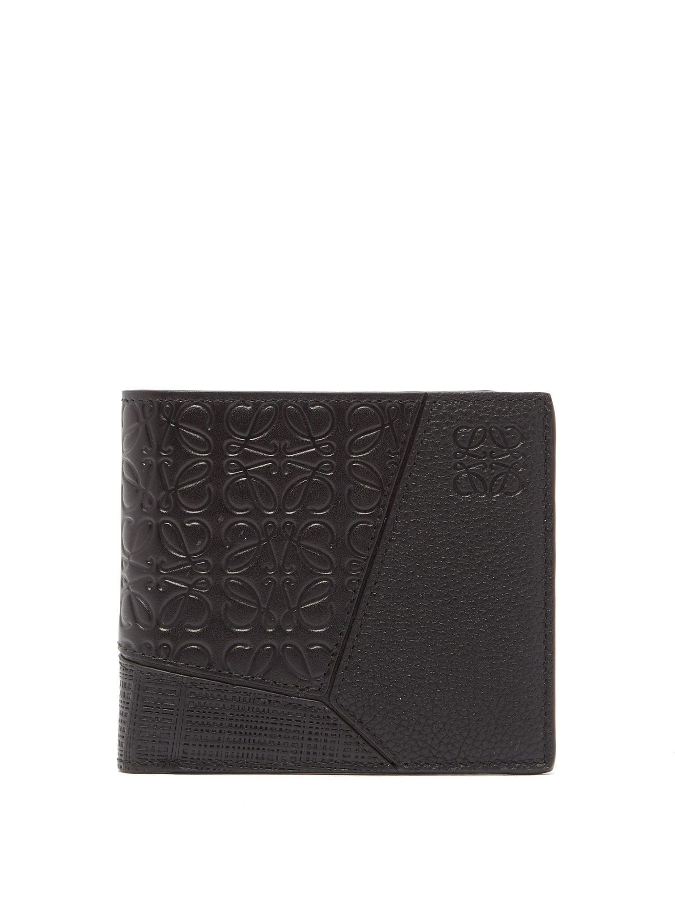 Loewe Puzzle Grained Leather Bi Fold Wallet in Black for Men - Lyst
