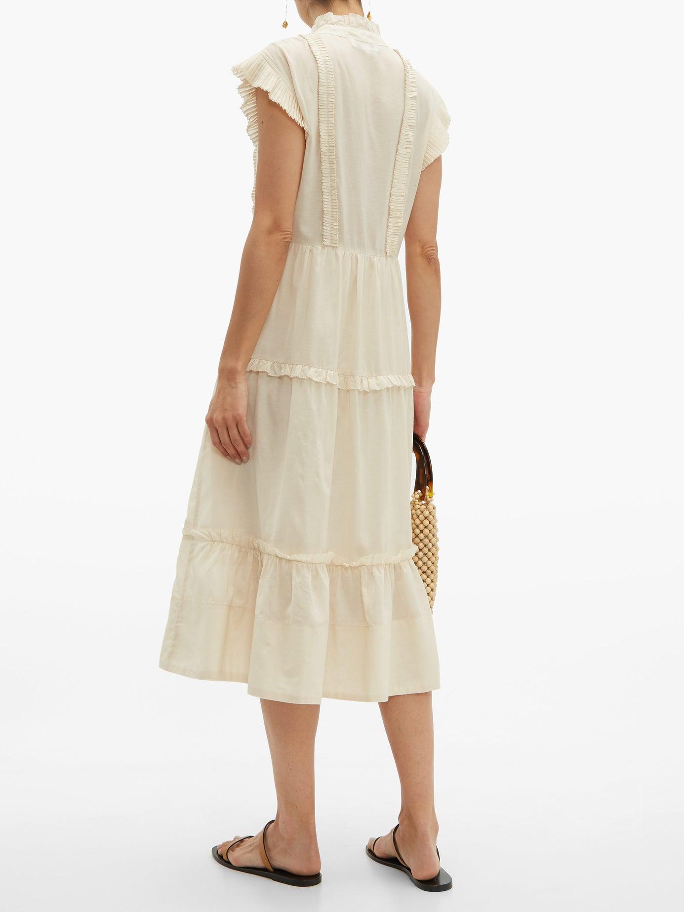 Sea Viola Pleated Cotton Voile Midi Dress in White Lyst