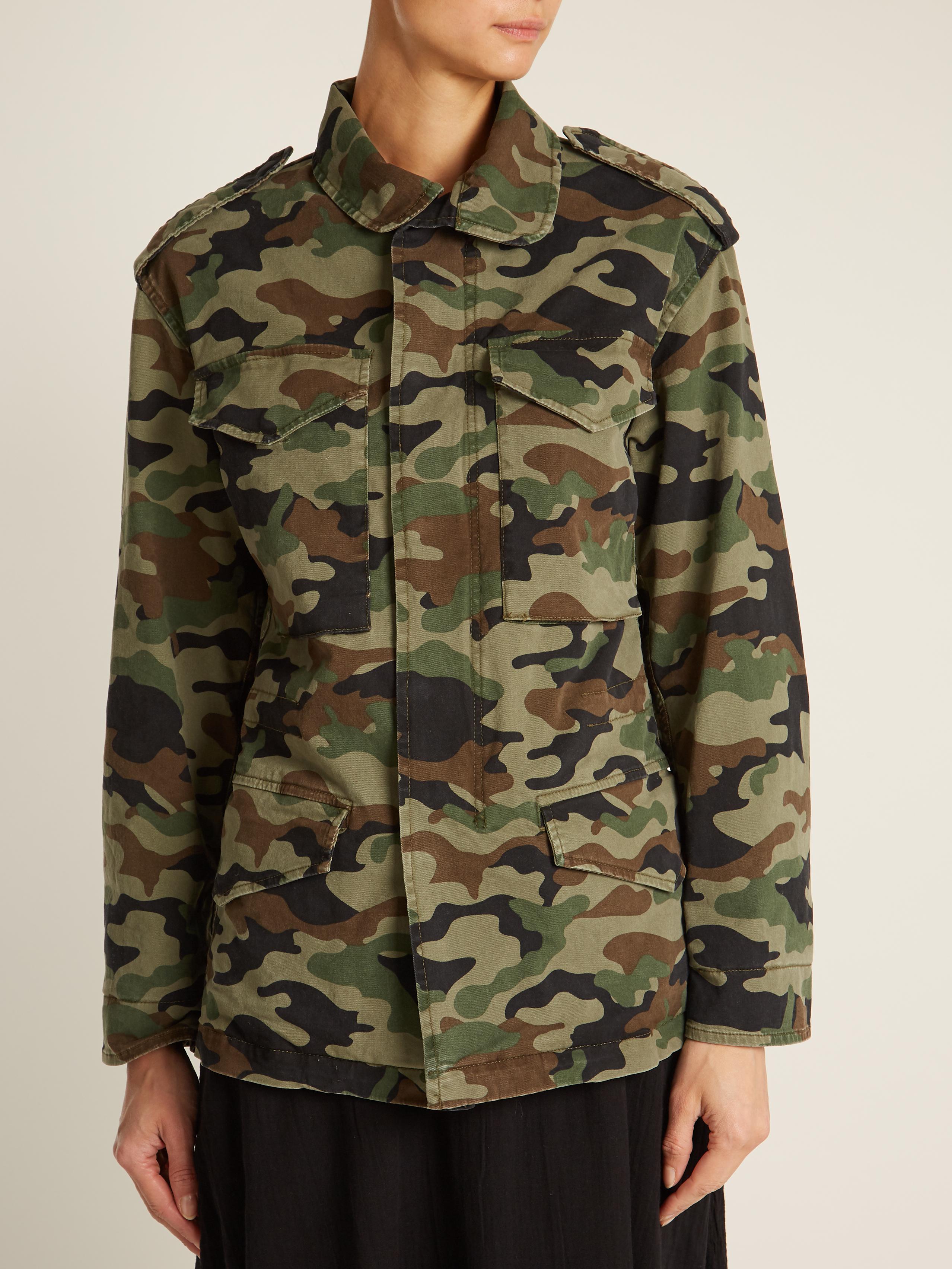 Lyst - Nili Lotan Ashton Camouflage-print Stretch-cotton Jacket in Green
