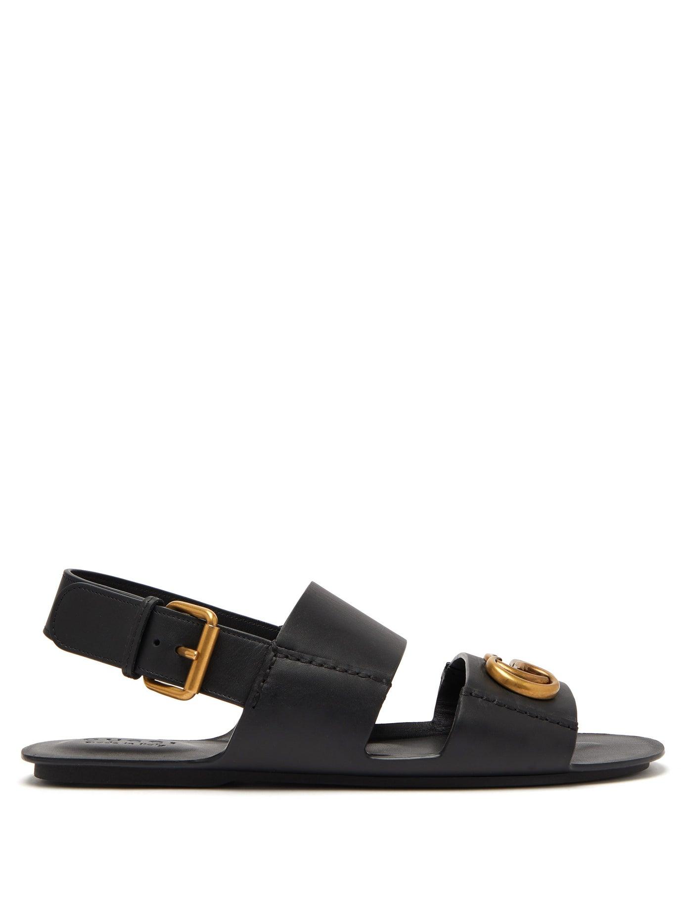 Gucci Gg Marmont Leather Sandals in Black for Men - Lyst