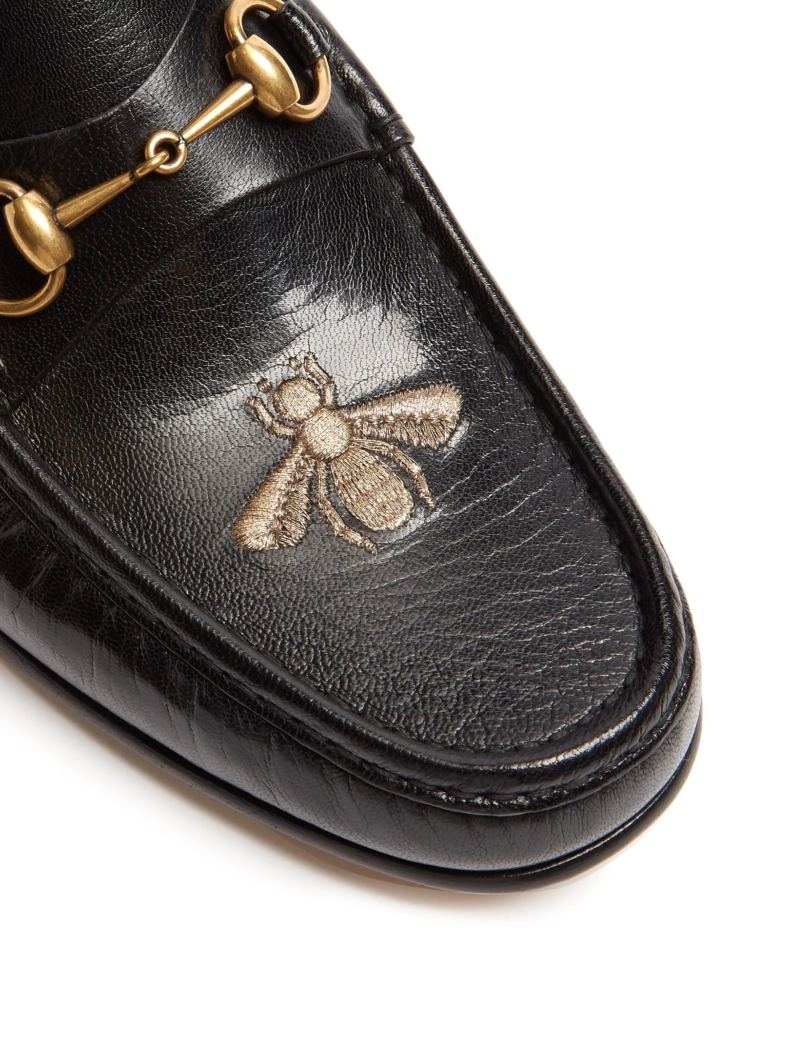 leather loafer with bee