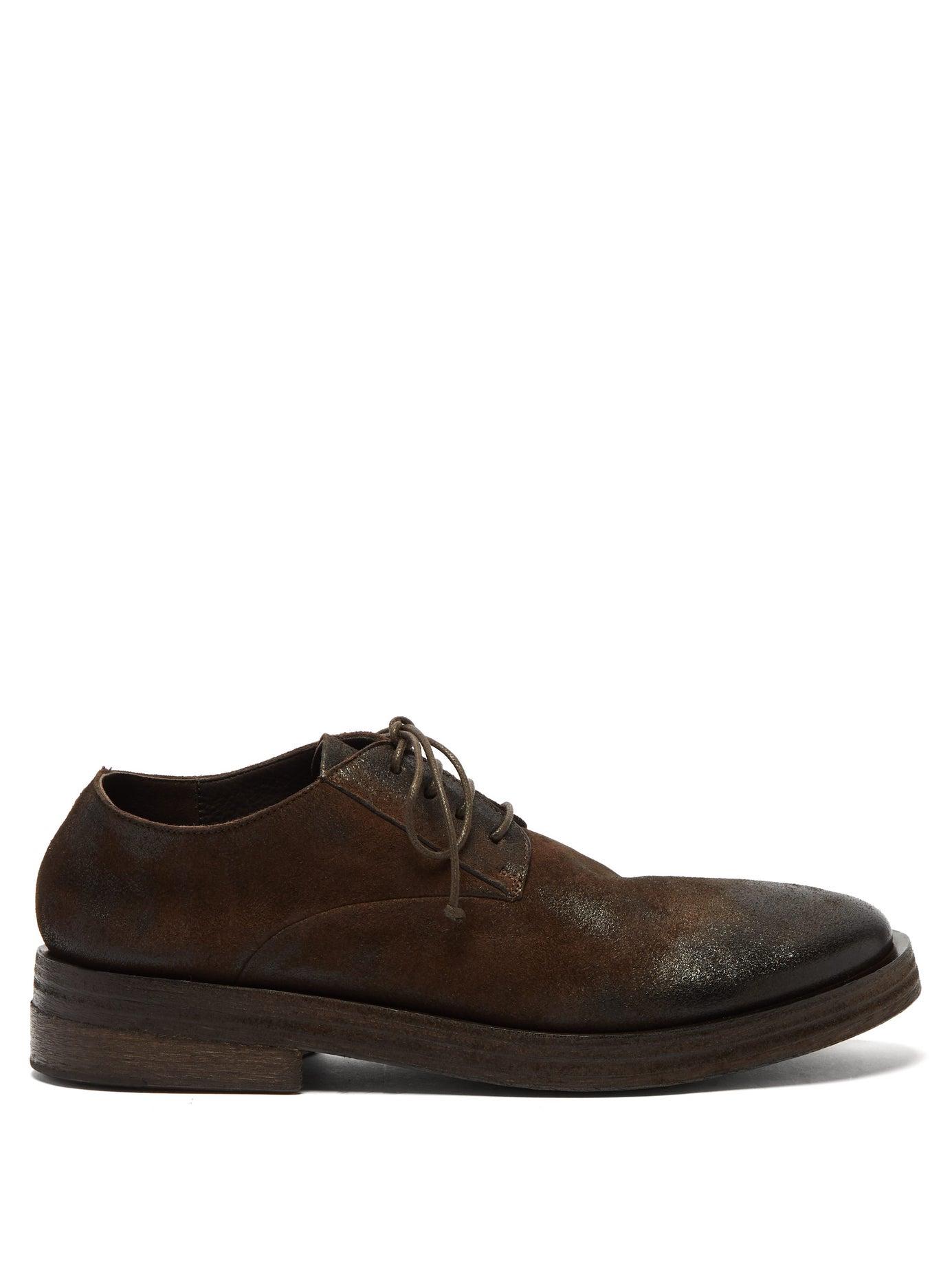brown suede derby shoes