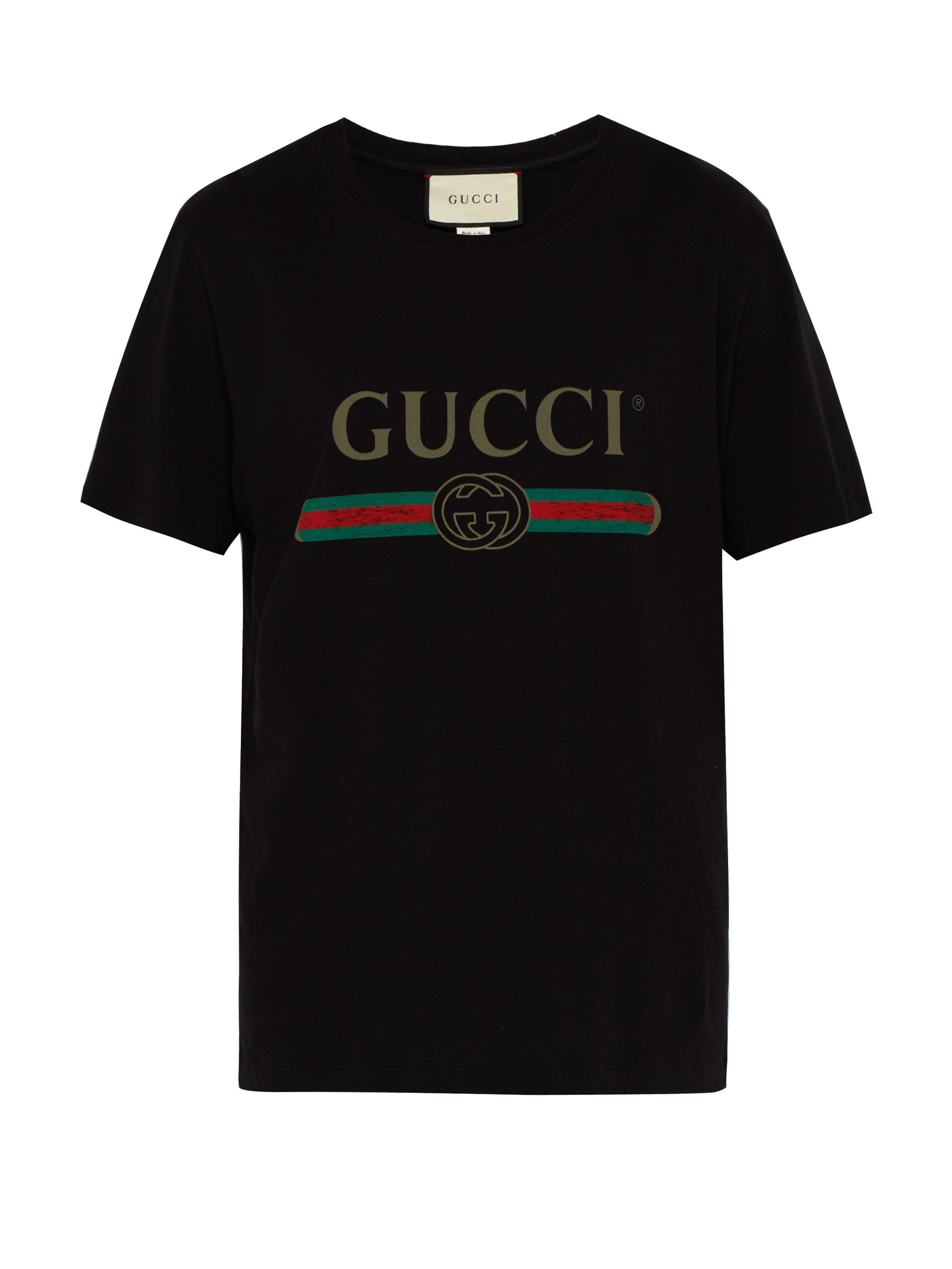 Gucci Fake Logo Print Cotton T Shirt in Black for Men - Save 24% - Lyst