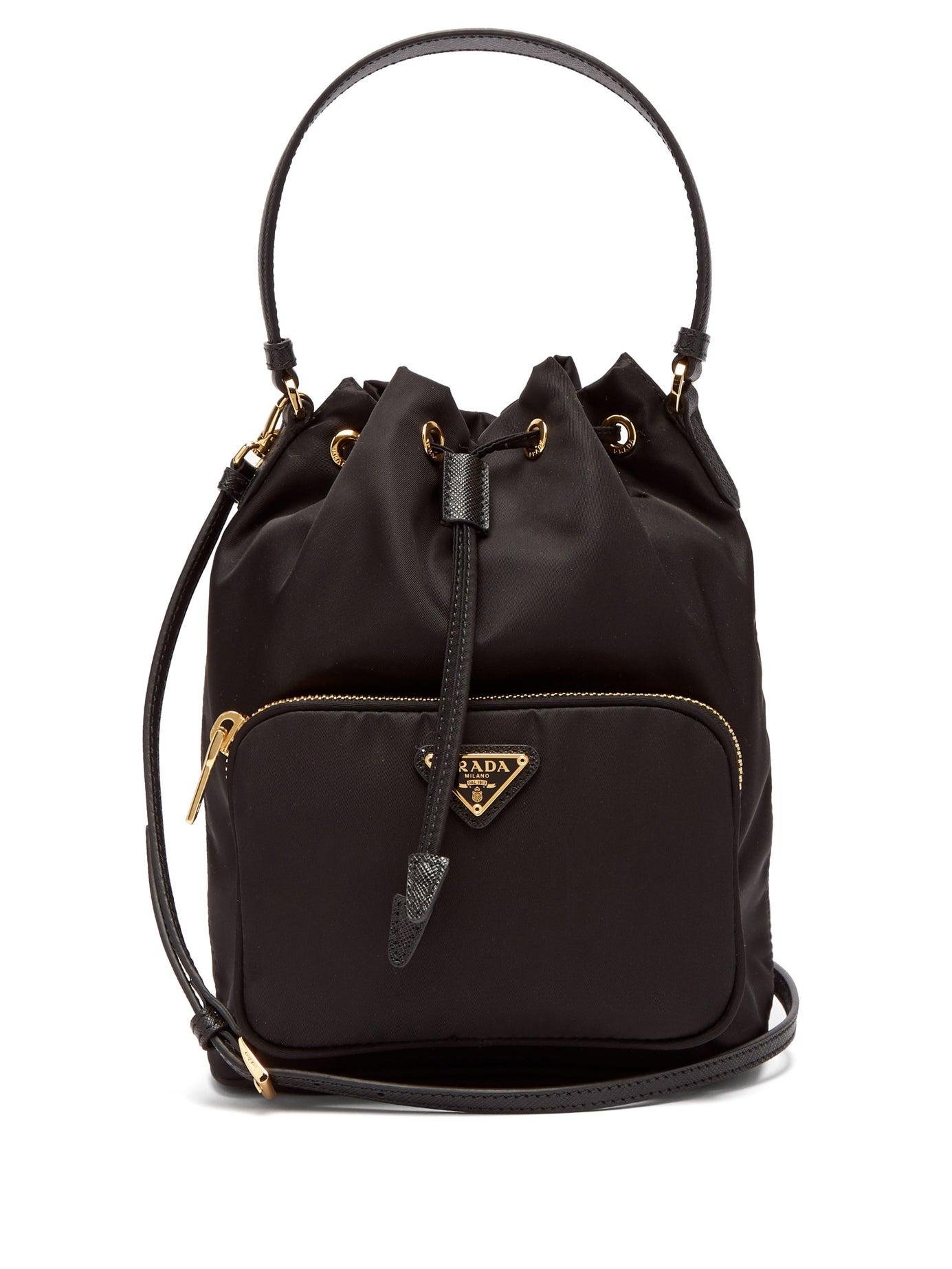 Black Leather Bucket Handbags | IUCN Water