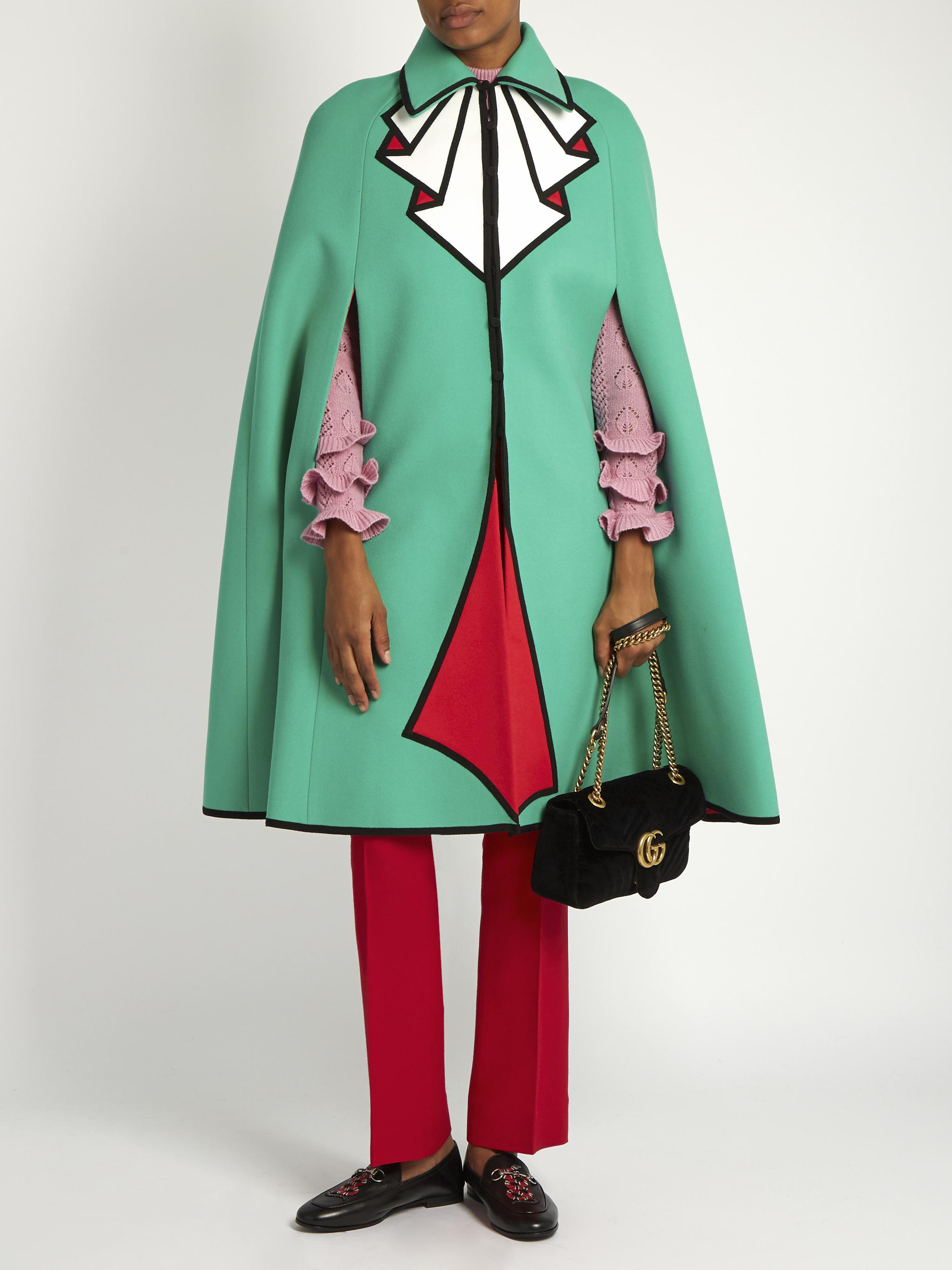 Lyst - Gucci Trompe L'oeil Wool Cape in Blue