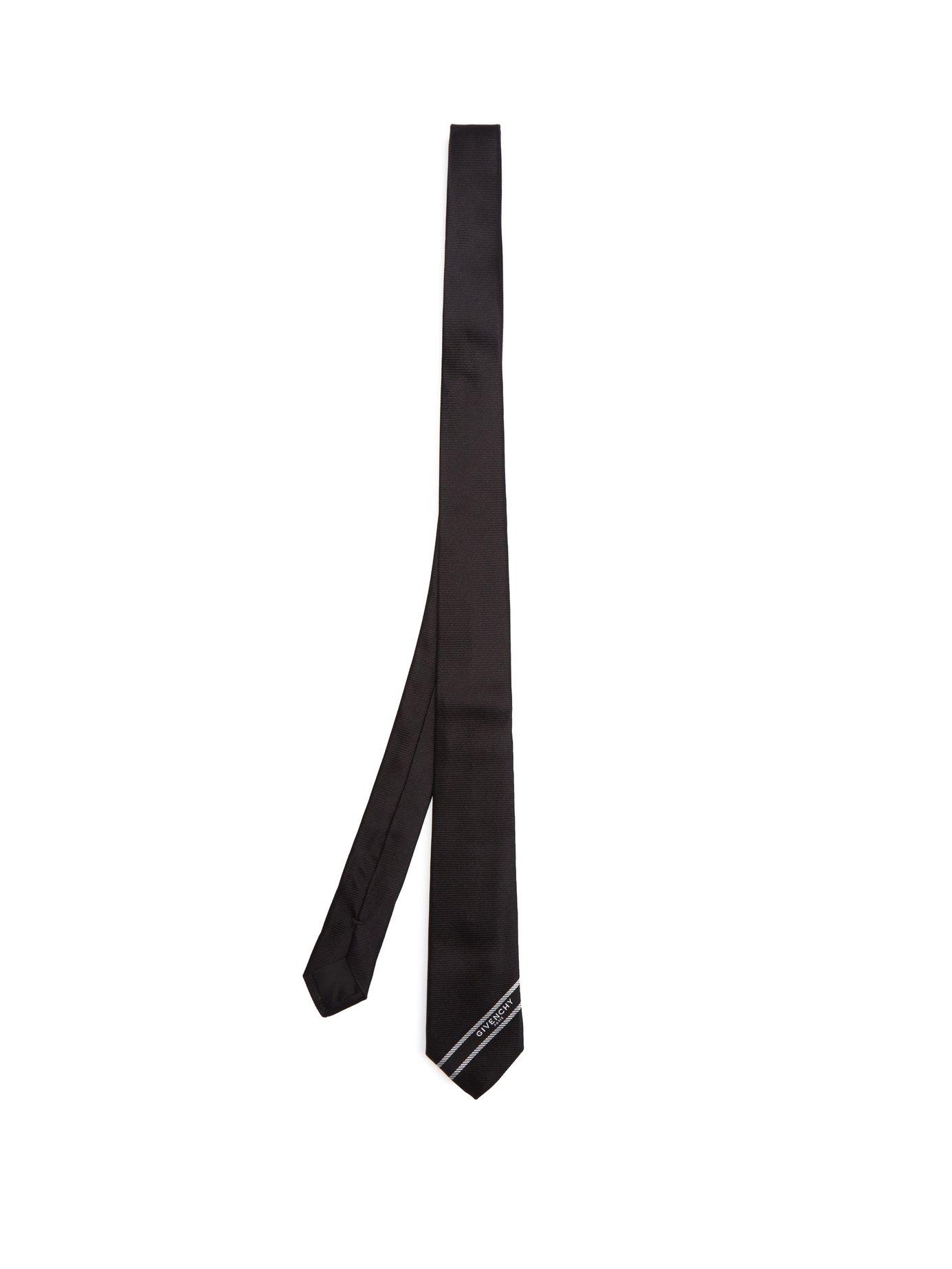 Givenchy Logo Striped Silk Tie in Black for Men - Lyst
