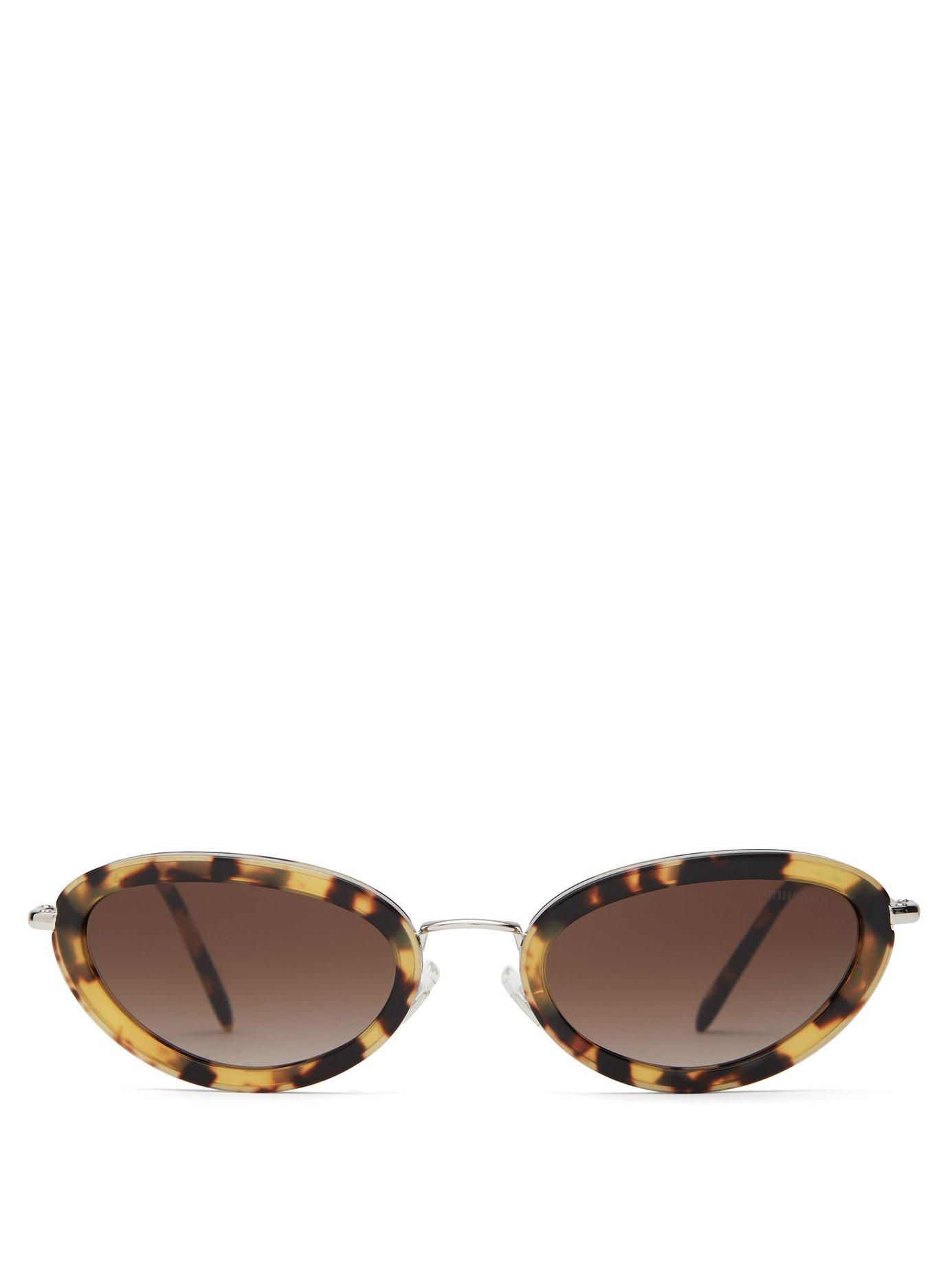 Miu Miu Délice Tortoiseshell Acetate Oval Sunglasses in Brown - Lyst