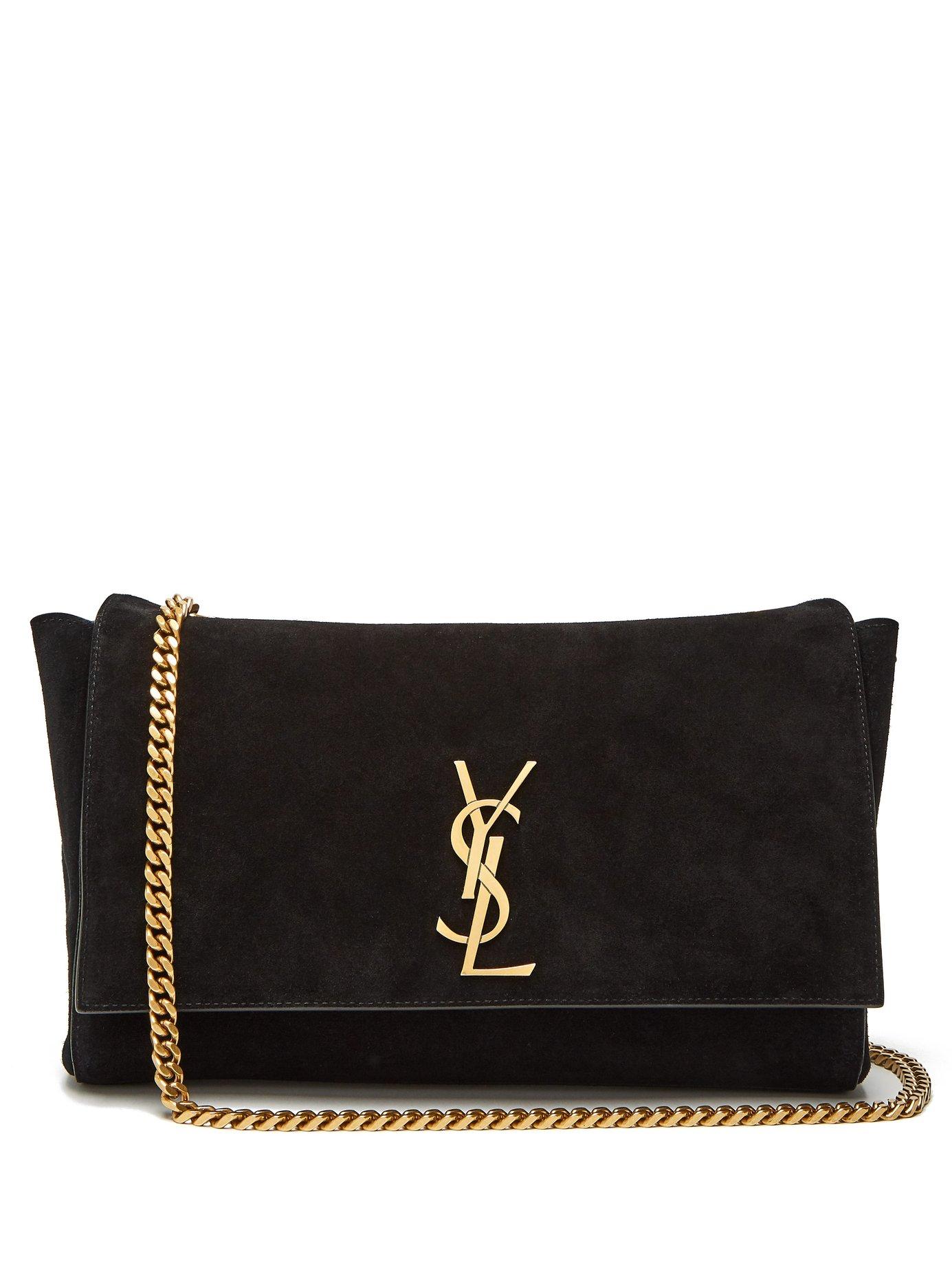 Lyst - Saint Laurent Kate Reversible Leather And Suede Shoulder Bag in ...