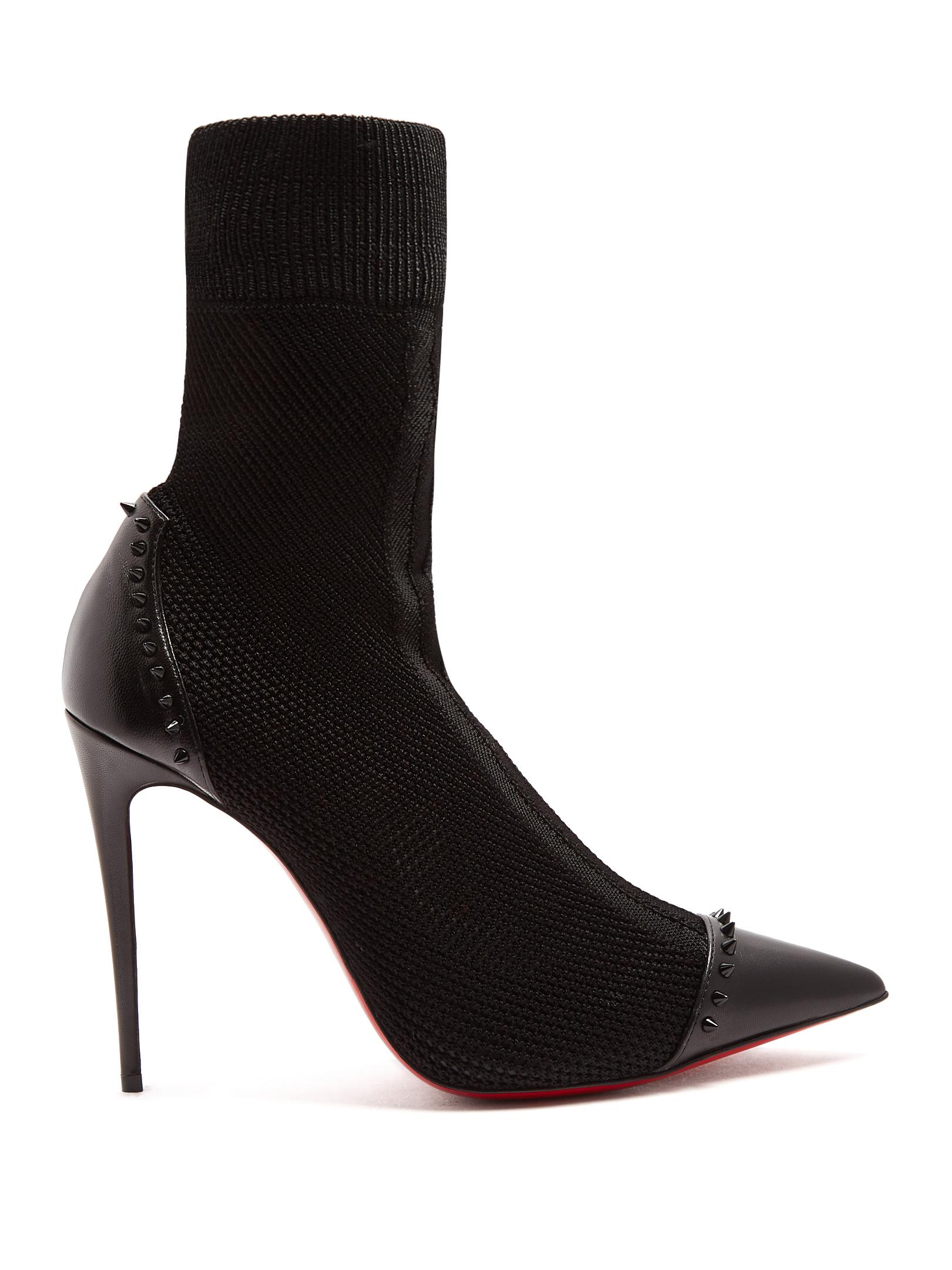 Christian Louboutin Dovi Dova Stud-embellished Sock Boots in Black - Lyst