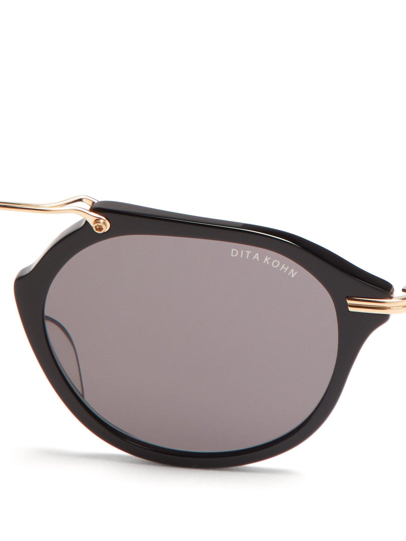 Dita Eyewear Kohn Round Titanium And Acetate Sunglasses in Black for