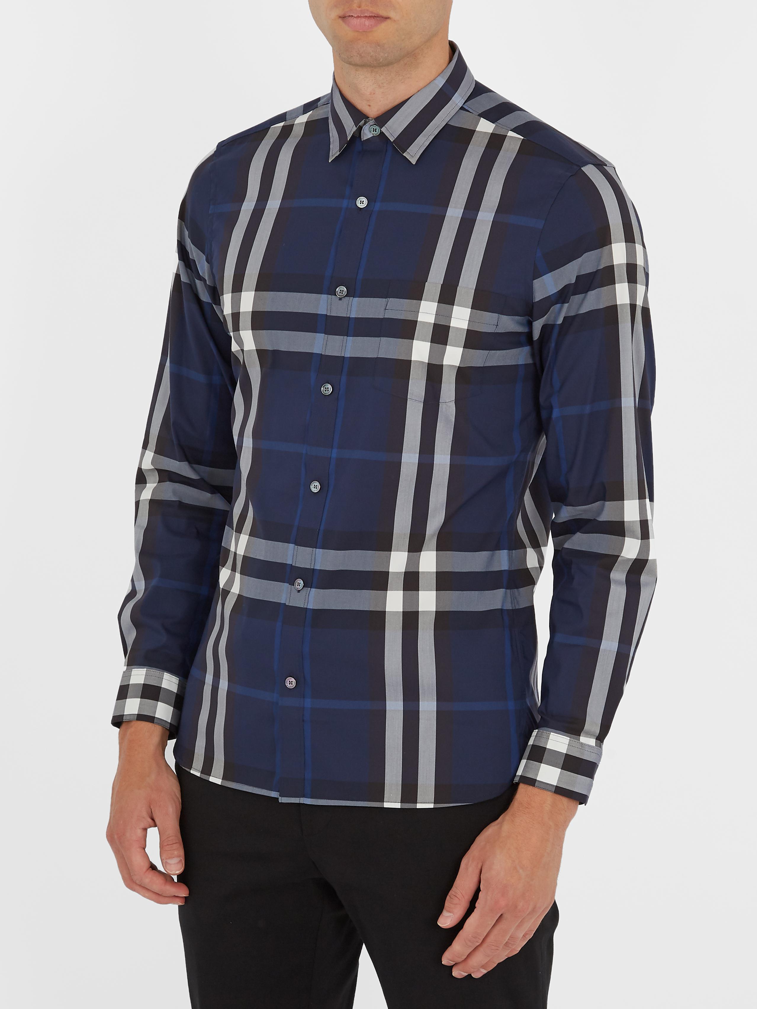 Lyst - Burberry Nelson Stretch Button-down Shirt - Slim Fit in Blue for Men