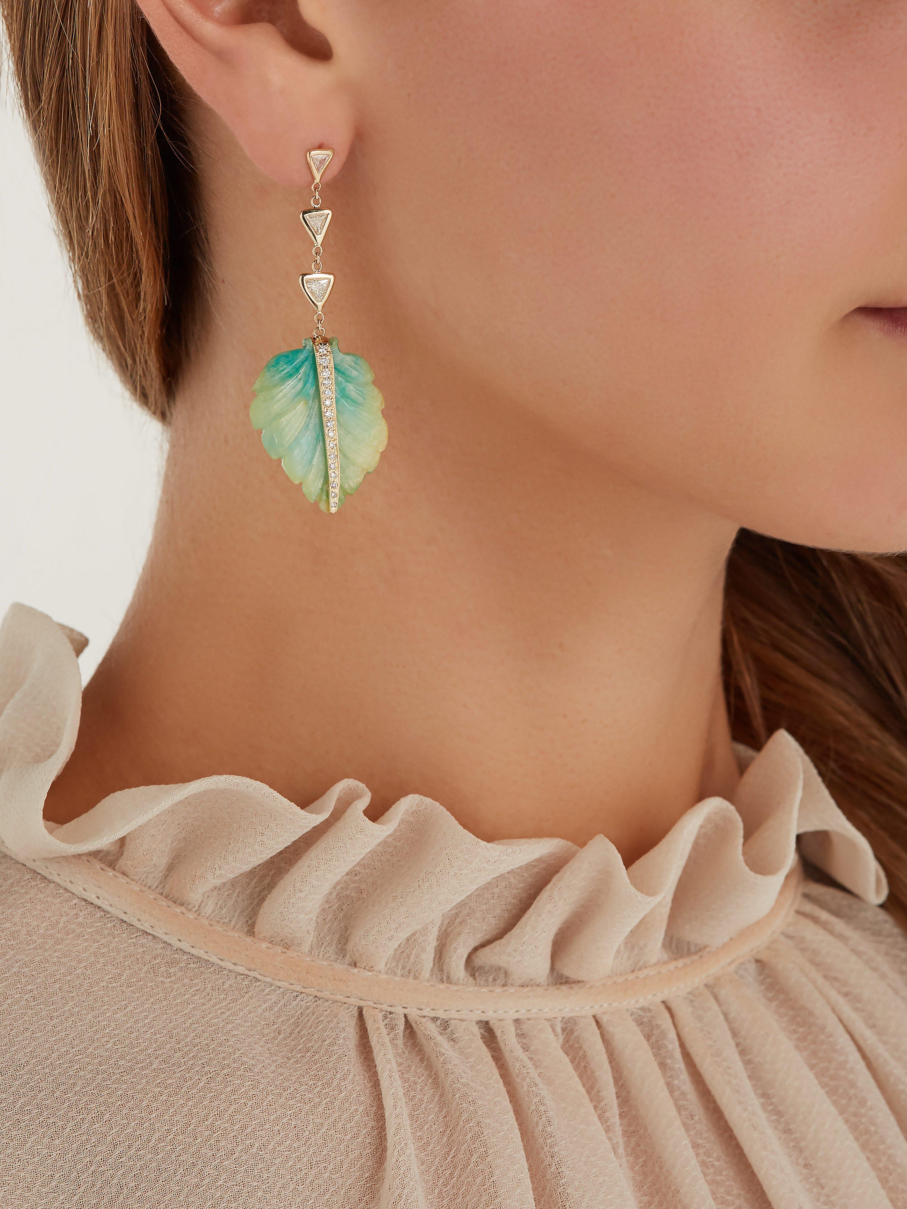 Jacquie Aiche Diamond Opal Gold Single Palm Earring In Blue Lyst View Fullscreen