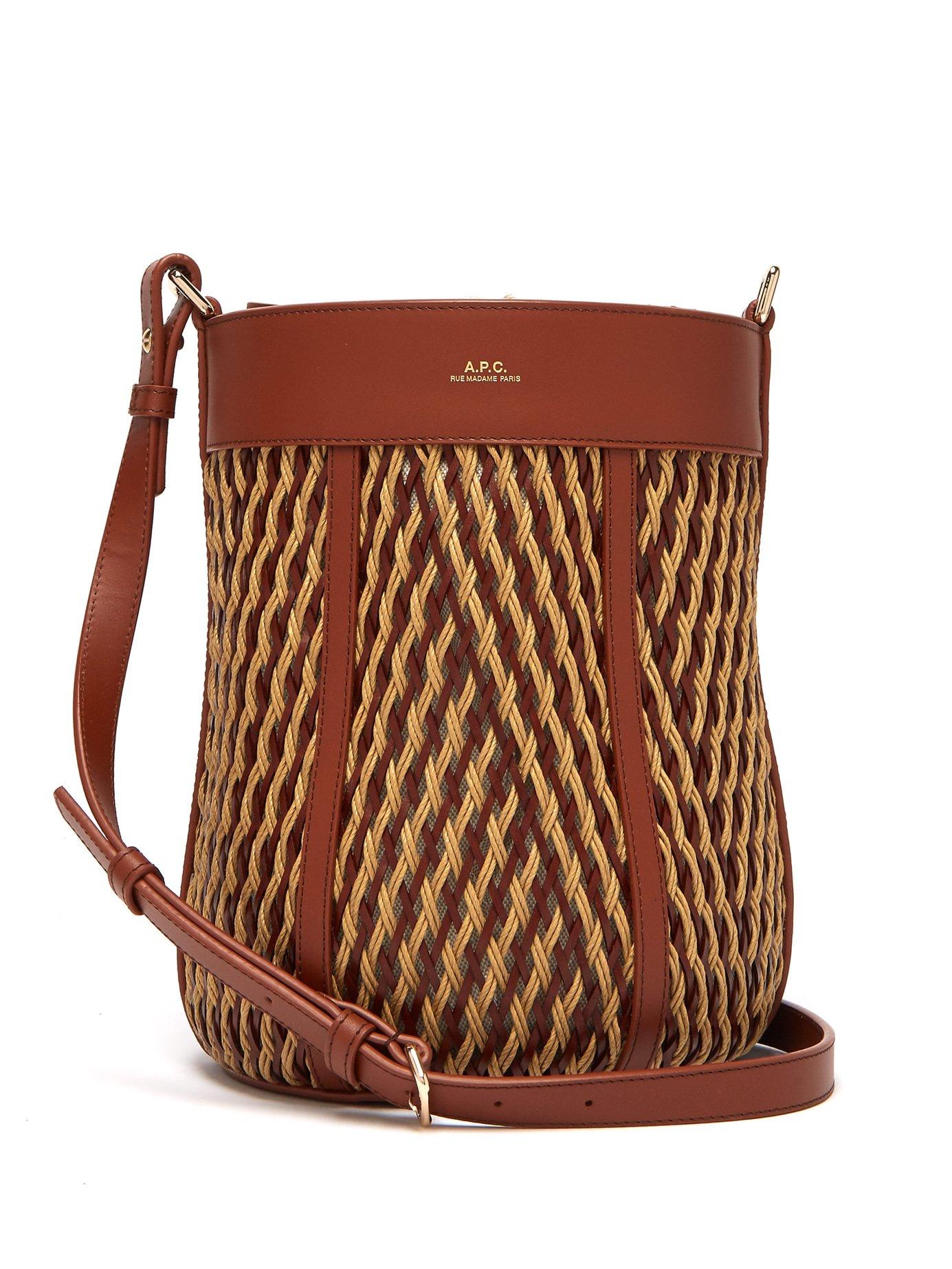 A.P.C. Woven Cross Body Bag in Brown - Lyst