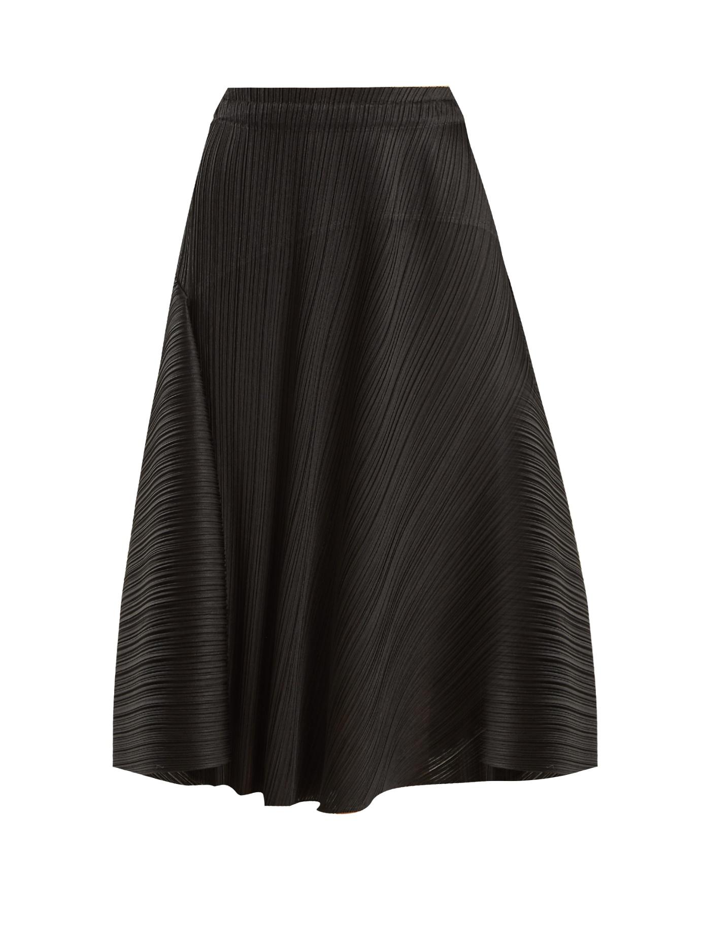 Lyst - Pleats Please Issey Miyake Pleated Circle Midi Skirt in Black