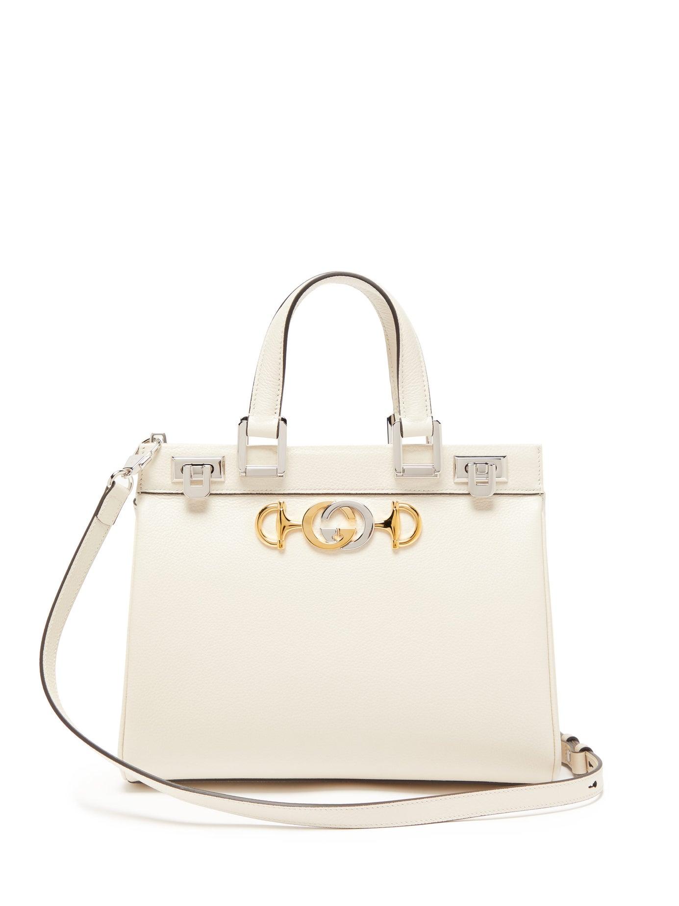 Gucci Zumi Small Top Handle Leather Handbag in White - Lyst