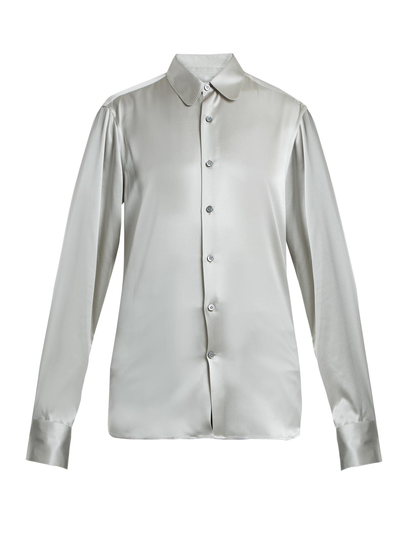 Lyst - Connolly Point-collar Stretch-silk Satin Shirt in Metallic