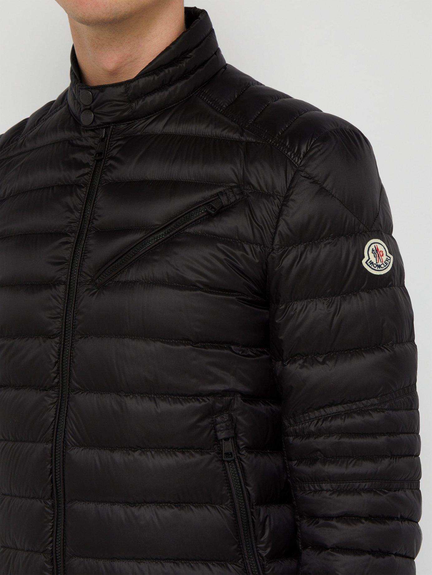 Lyst - Moncler Royat Quilted Shell Down Biker Jacket in Black for Men