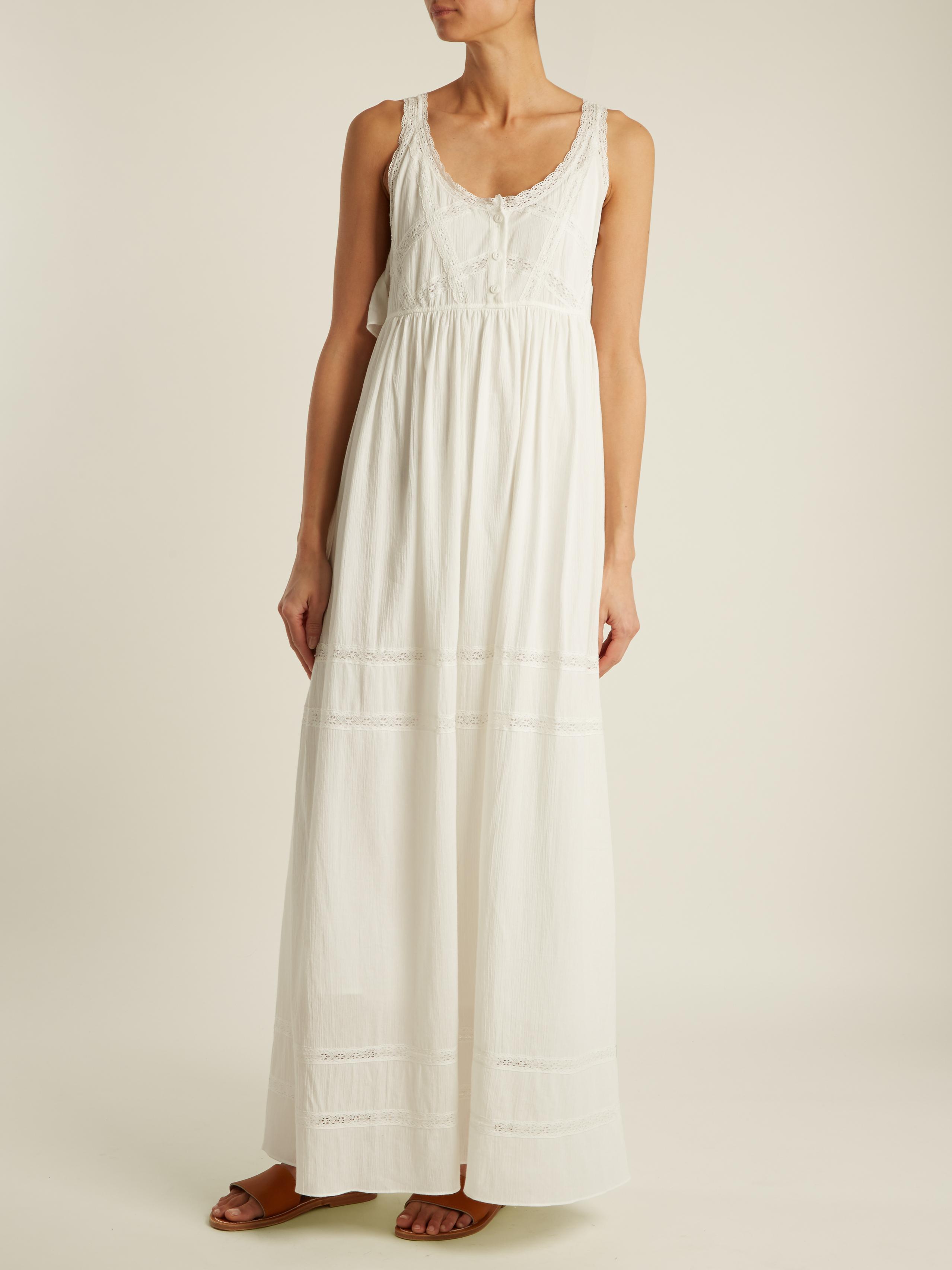 Lyst - Current/Elliott The Lace Cotton Maxi Dress in White