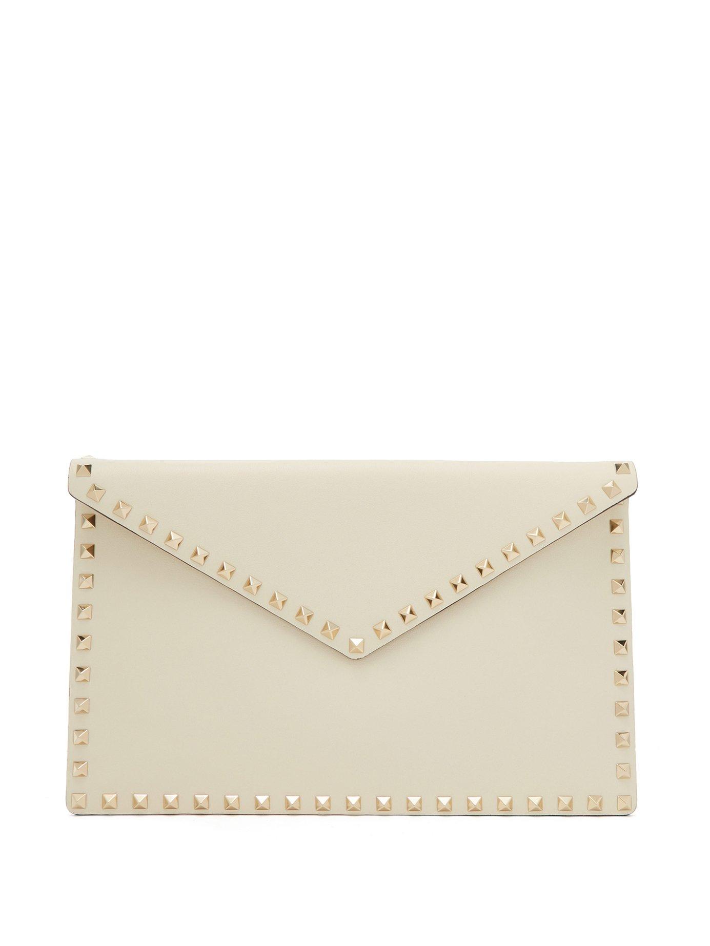 Valentino Rockstud Large Envelope Clutch in White - Lyst