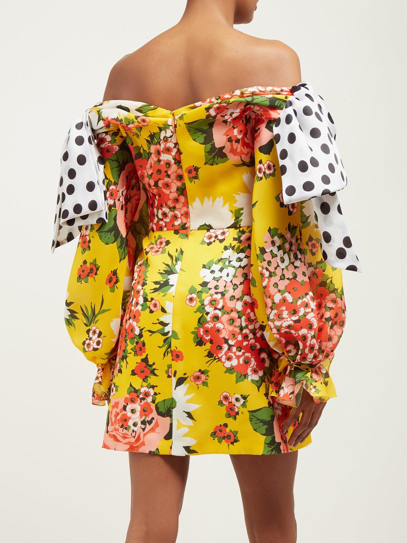 Carolina Herrera Gazar Floral Print Off The Shoulder Silk Dress in ...