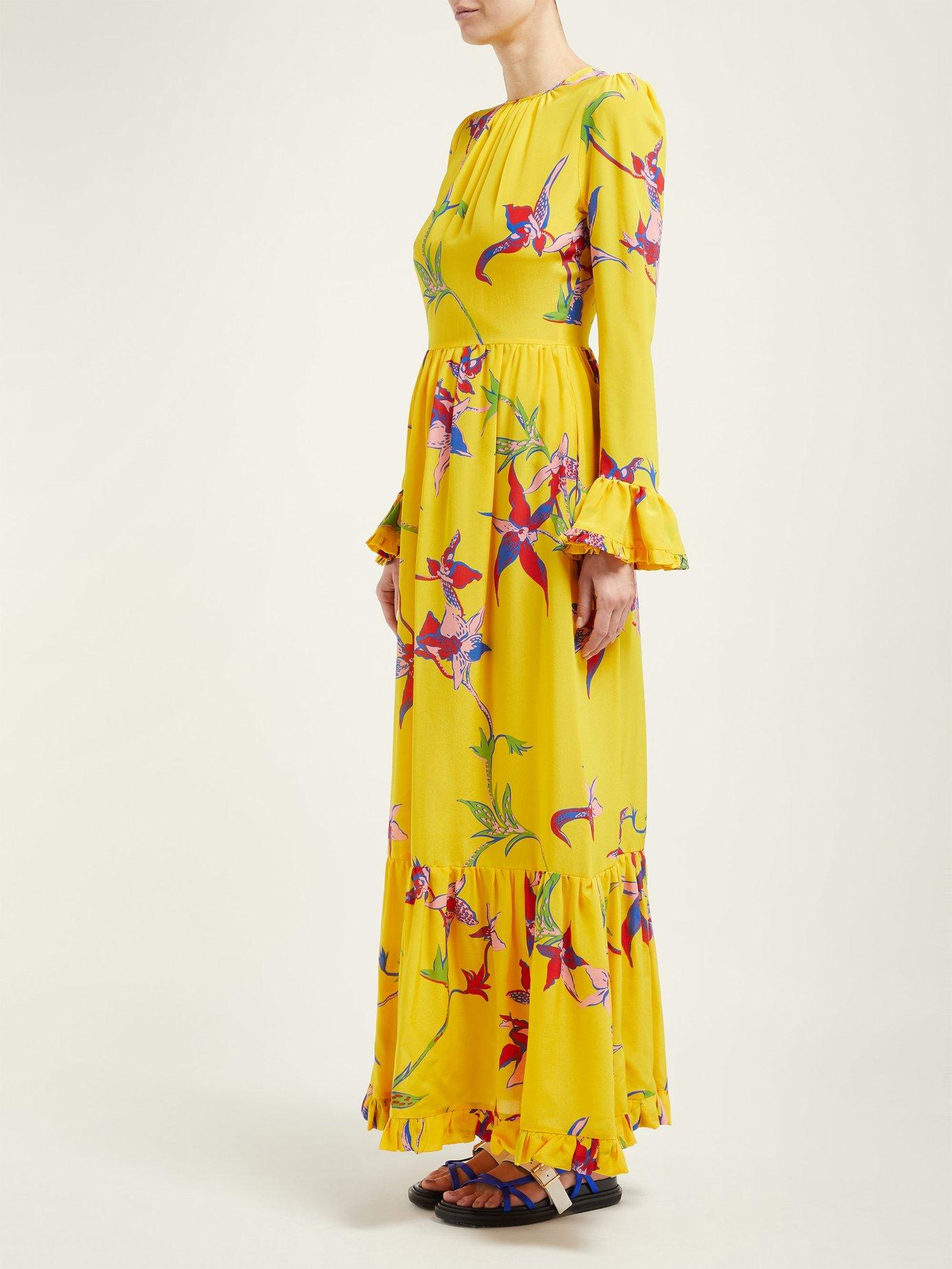 LaDoubleJ Summer Visconti Silk Maxi Dress in Yellow Print (Yellow ...