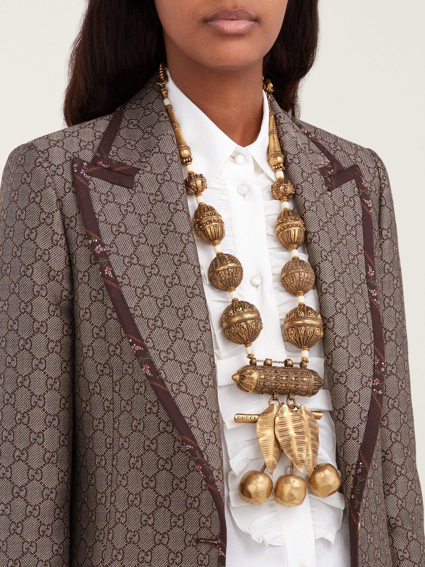 Lyst Gucci Cherry Charm Necklace in Metallic