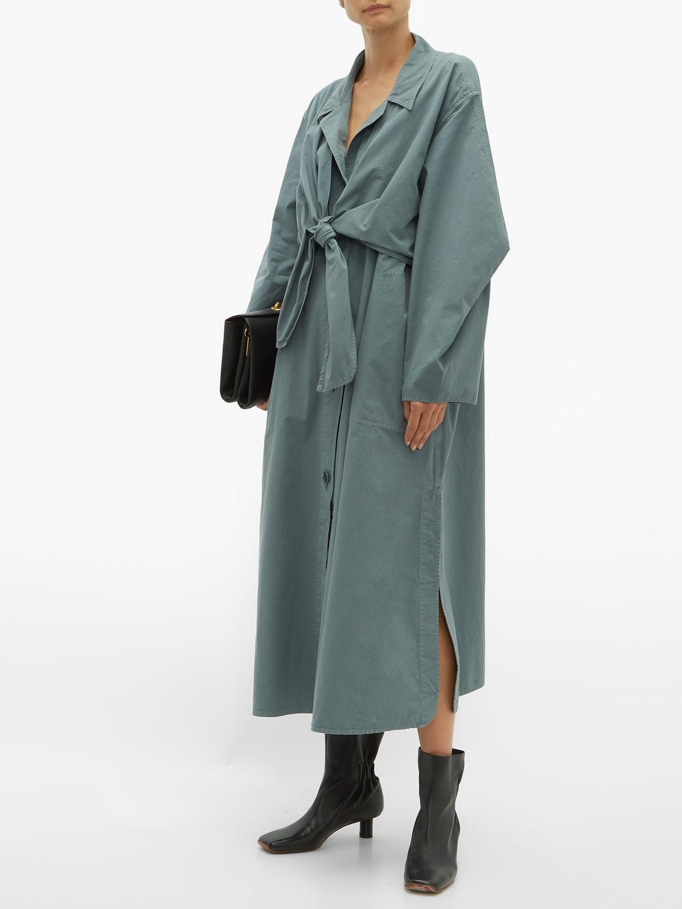 Lemaire Knotted Cotton Ventile Coat in Blue - Lyst