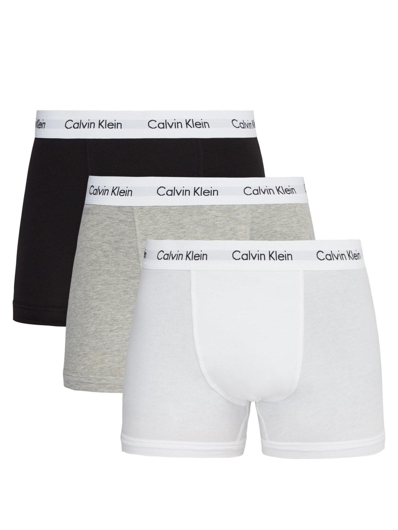 Calvin Klein Pack Of Three Stretch Cotton Boxer Trunks in Black for Men ...