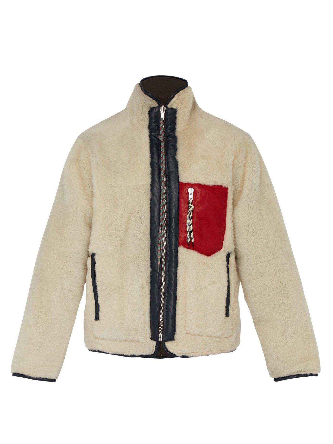 Lyst - Aries Pat Leather Trimmed Sheepskin Jacket in White for Men