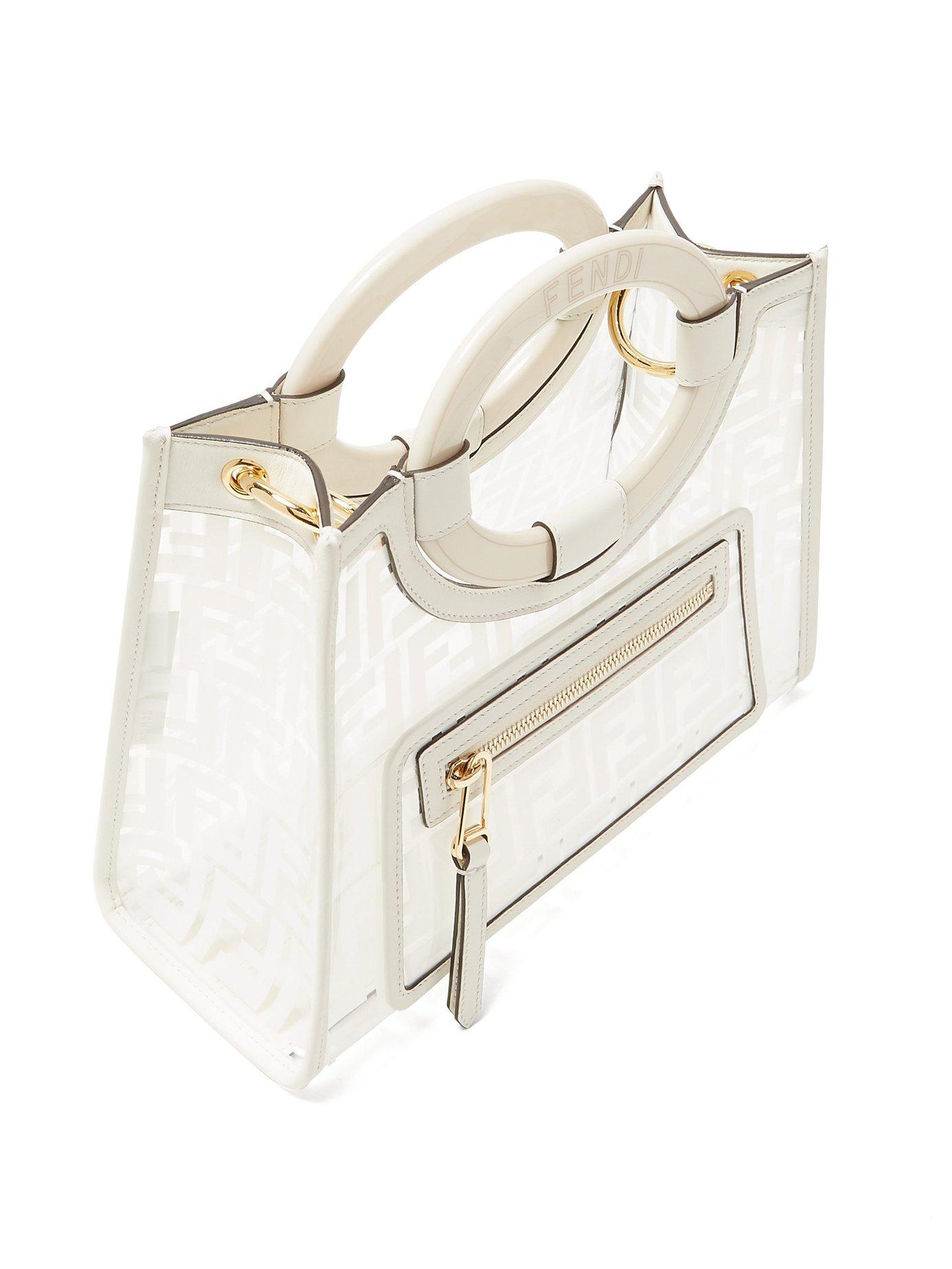 Fendi Runaway Small Leather & Pvc Shoulder Bag in White Lyst