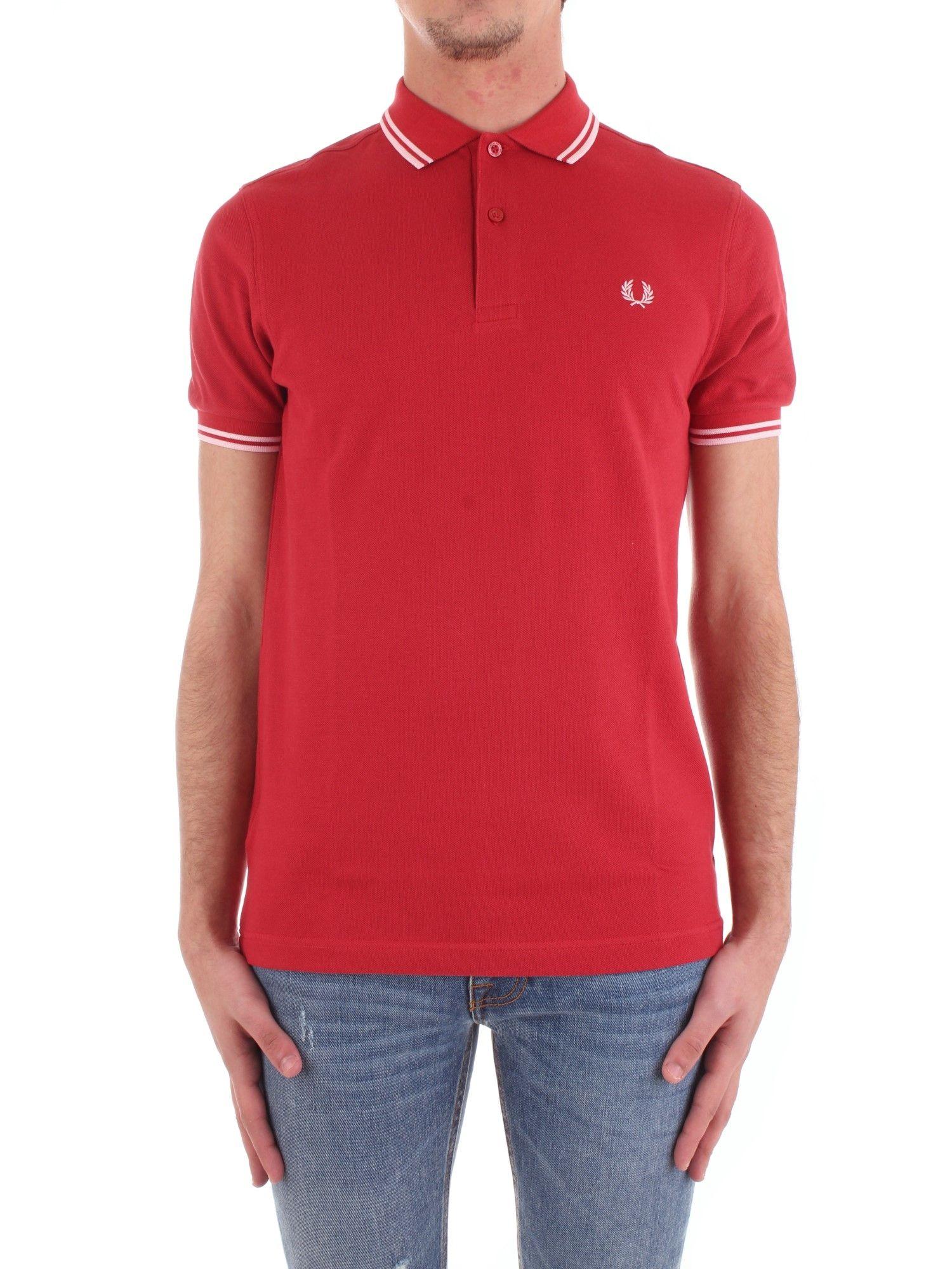 Fred Perry Red Cotton Polo Shirt in Red for Men - Lyst