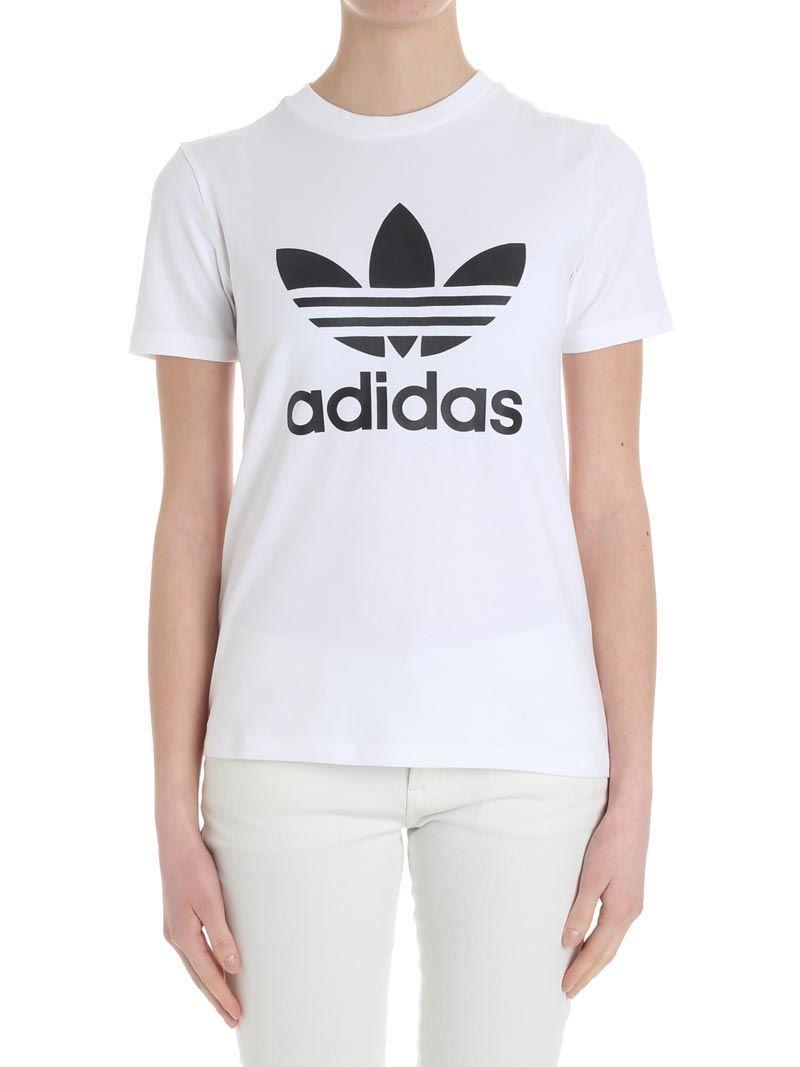 adidas White Cotton T-shirt in White - Lyst