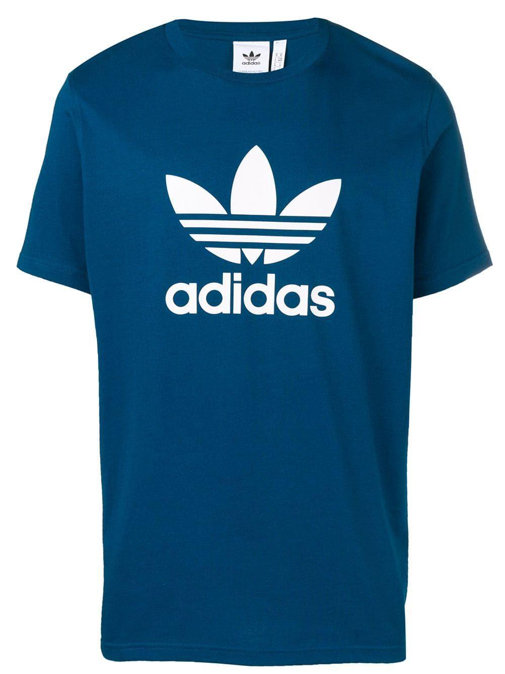 adidas Blue Cotton T-shirt in Blue for Men - Lyst