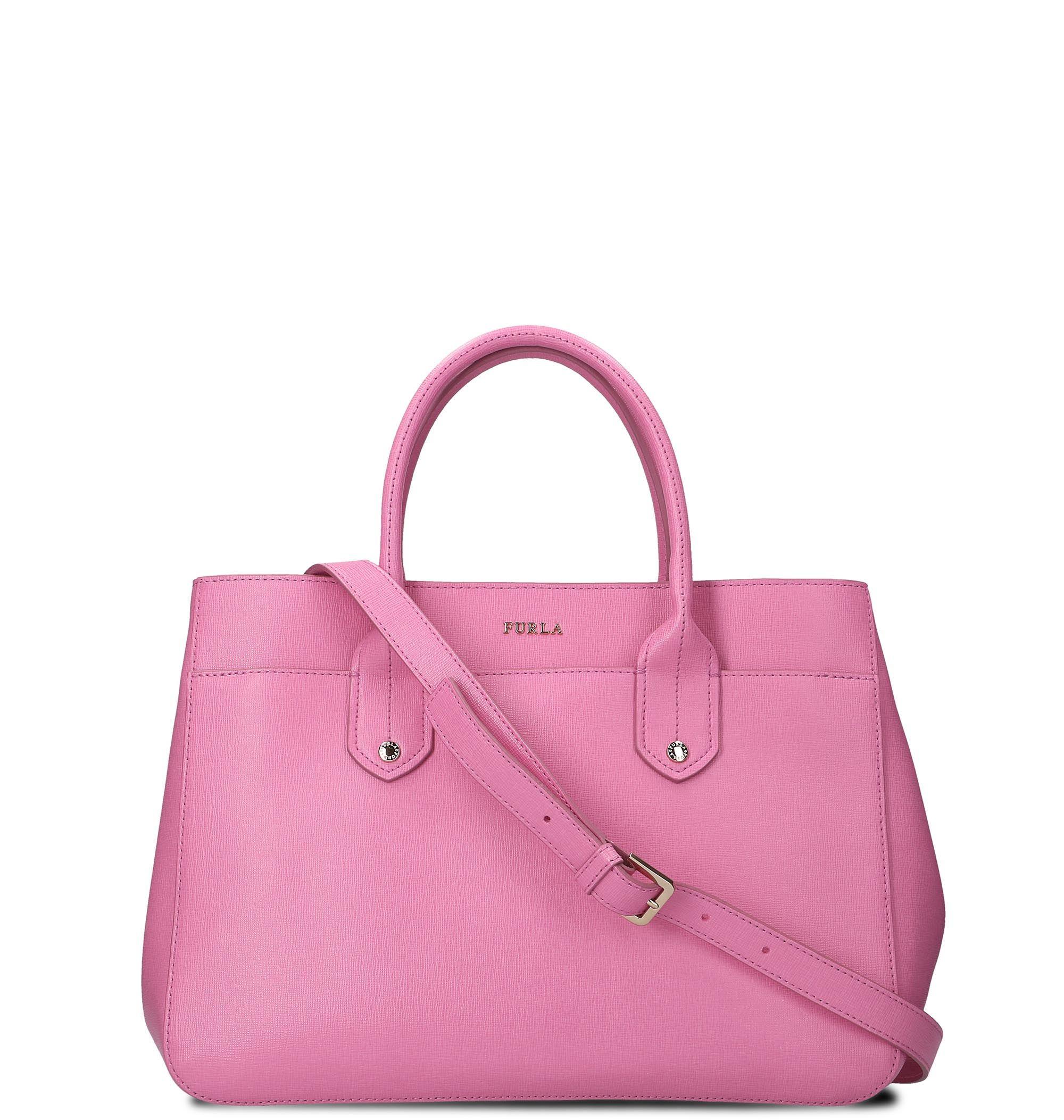 Furla Pink Leather Tote in Pink - Lyst
