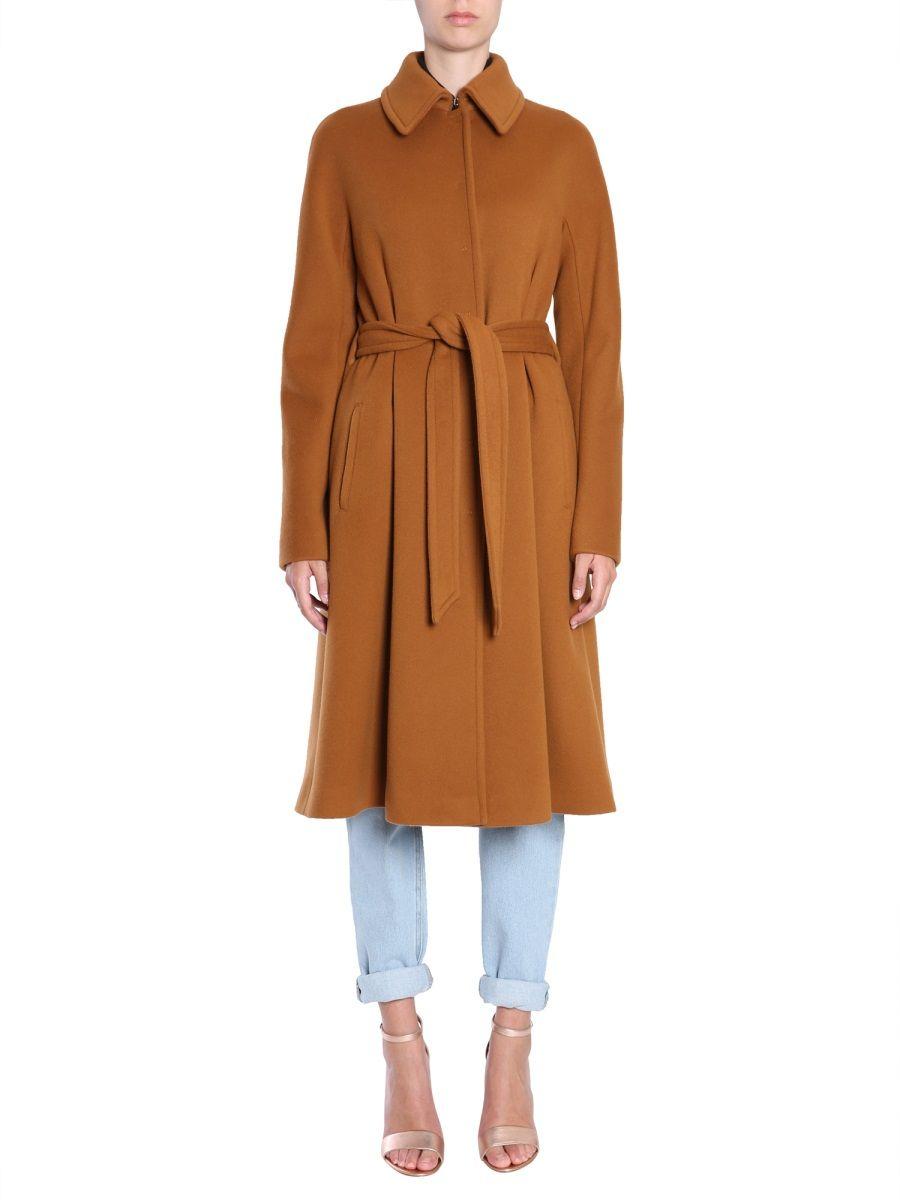 Alberta Ferretti Brown Wool Coat in Brown - Lyst