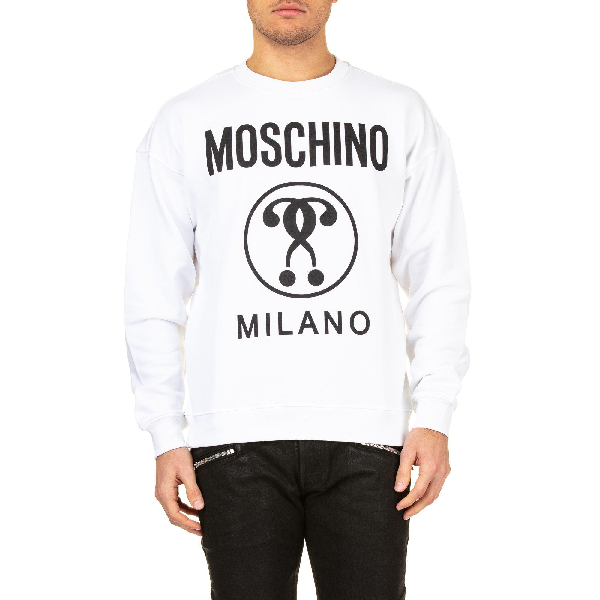 Moschino White Cotton Sweatshirt in White for Men - Save 12% - Lyst