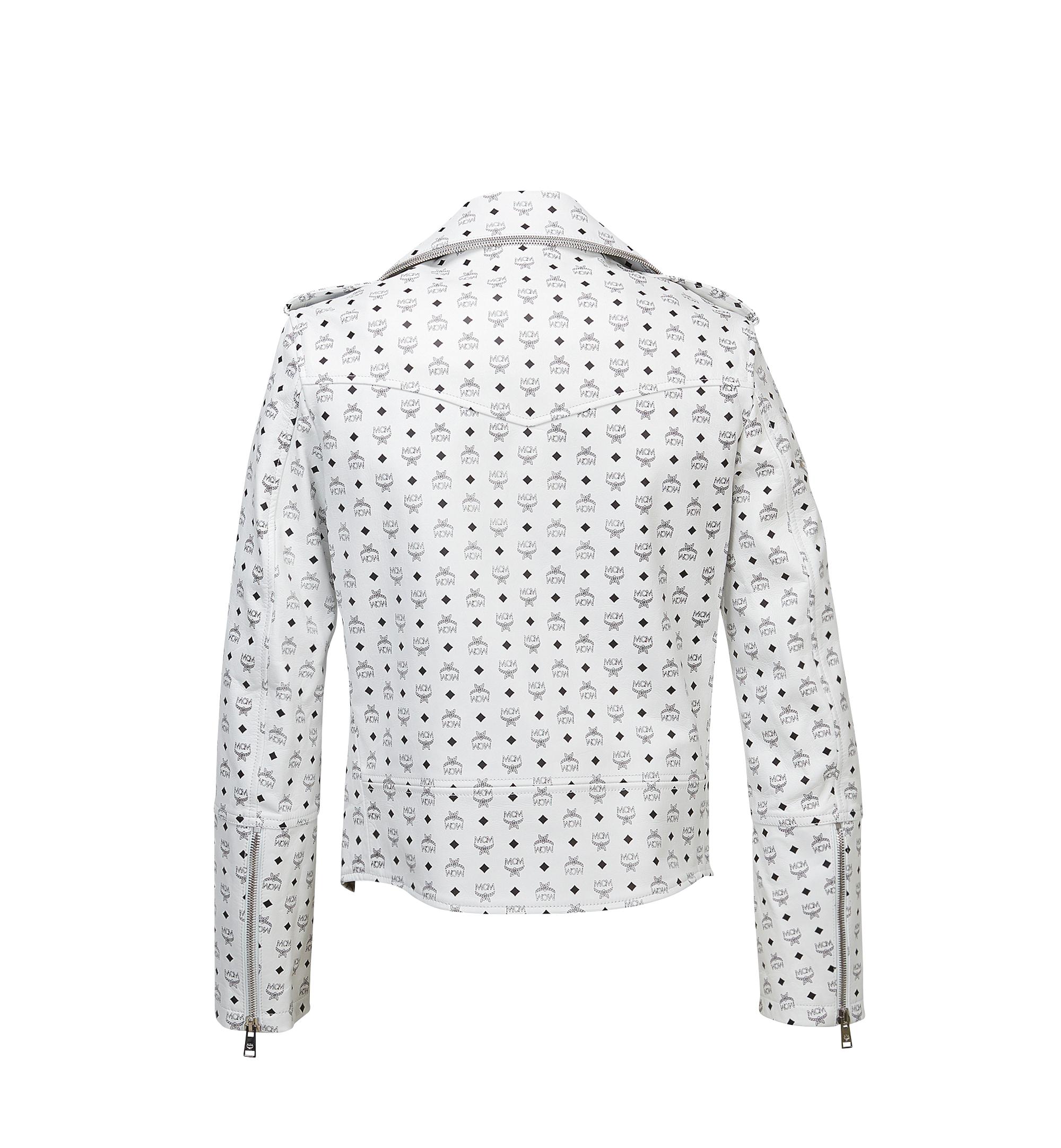 Mcm Visetos Print Leather Rider Jacket In White For Men Lyst Gallery