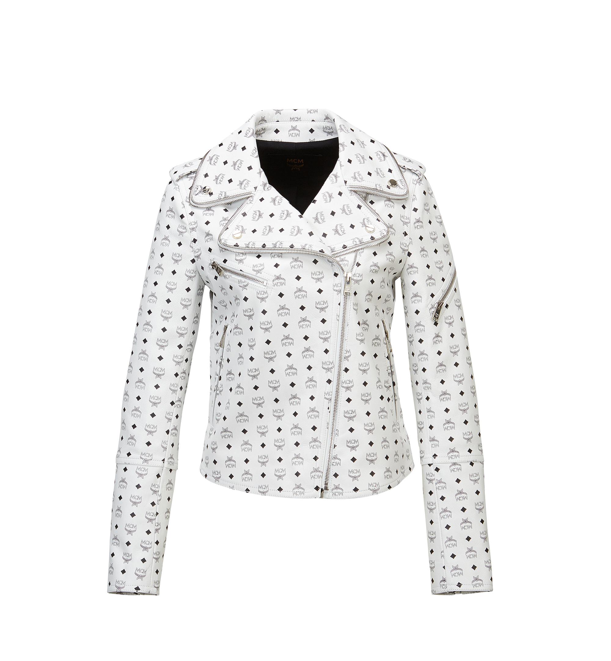 Mcm Visetos Print Leather Rider Jacket In White Lyst Gallery