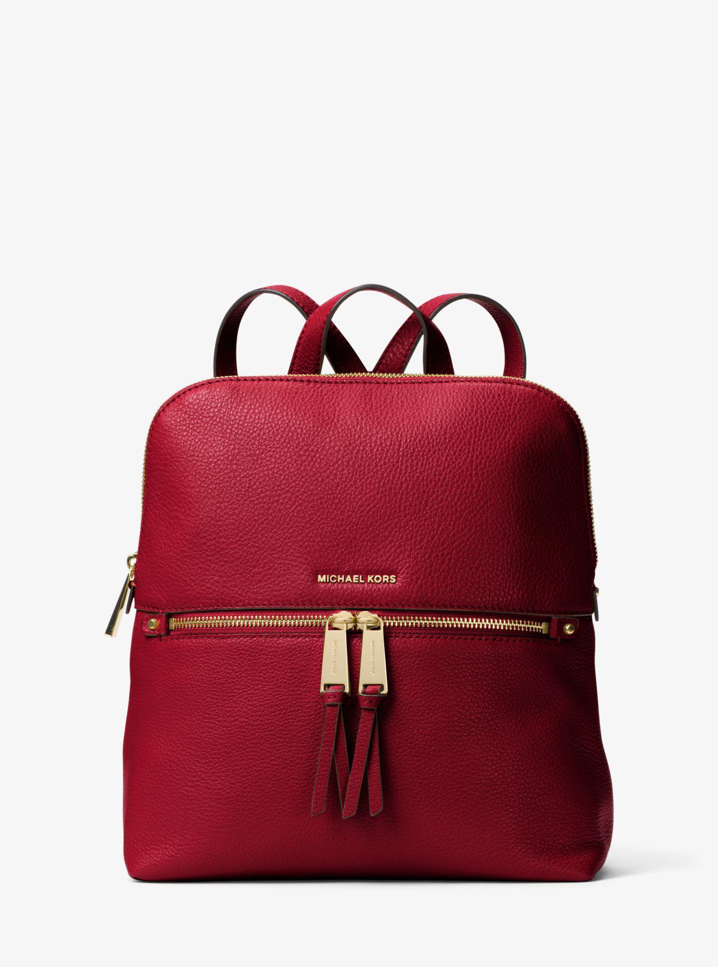 Lyst - Michael Kors Rhea Medium Slim Leather Backpack in Red