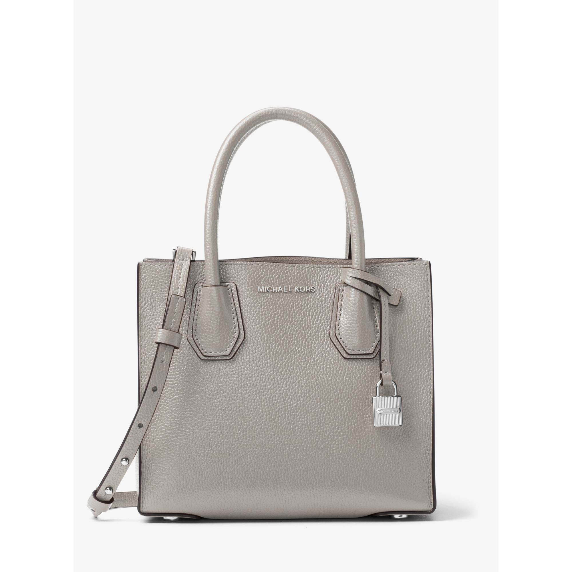 michael kors mercer medium leather cross bag in gray lyst michael kors mercer medium leather cross bag in gray lyst