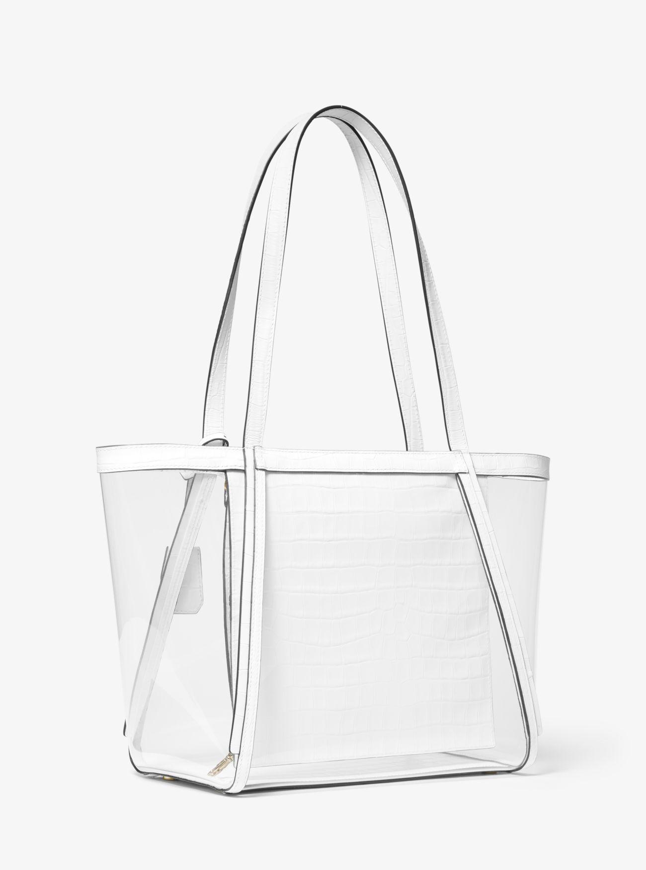 MICHAEL Michael Kors Whitney Large Clear And Leather Tote Bag in White ...