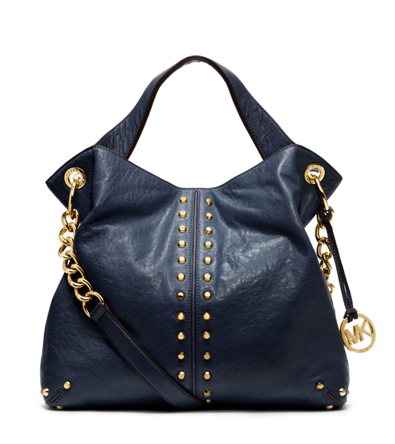 Michael Kors Astor Leather Shoulder Bag in Blue - Lyst
