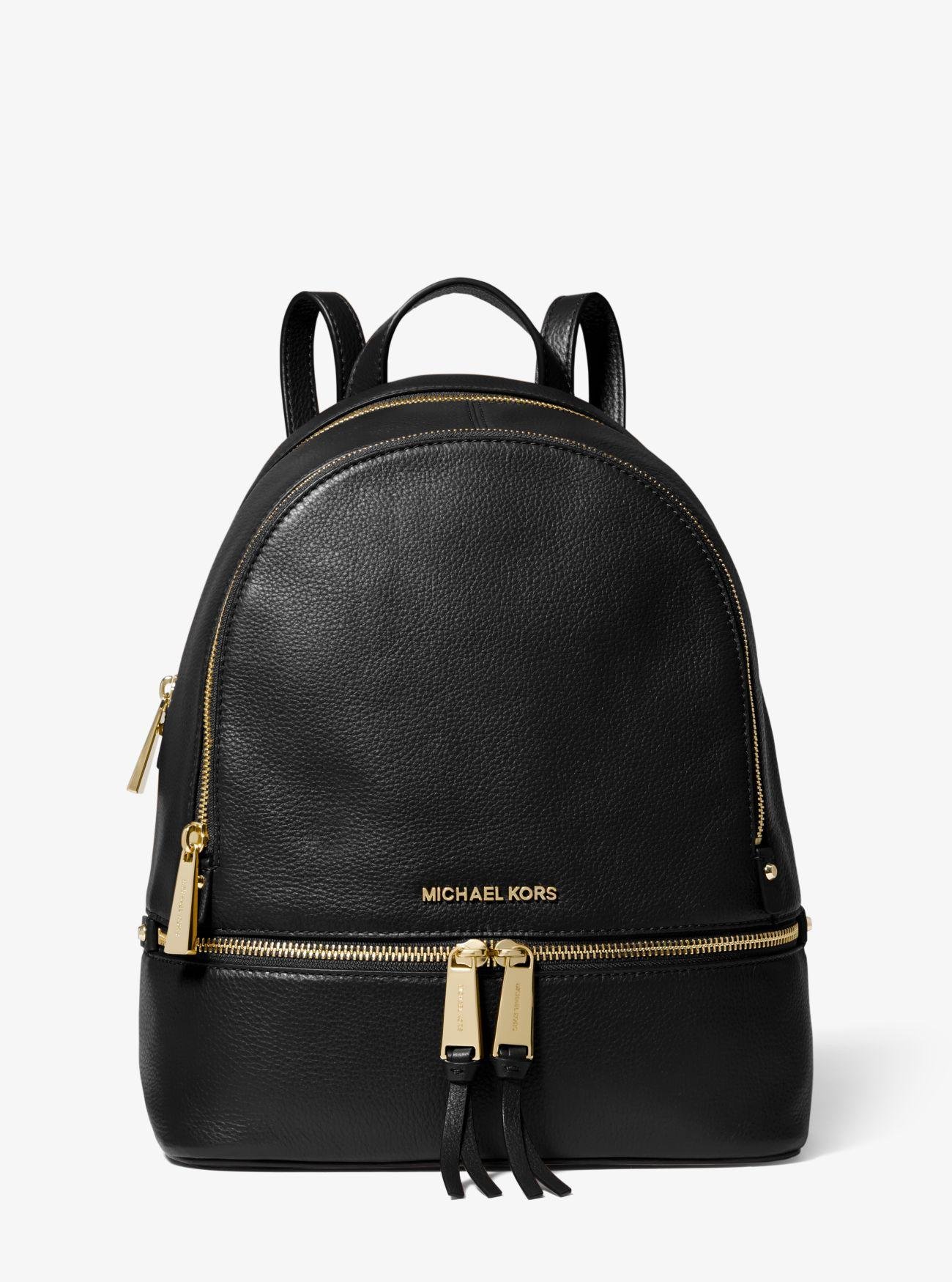 Michael Kors Rhea Medium Leather Backpack in Black - Lyst