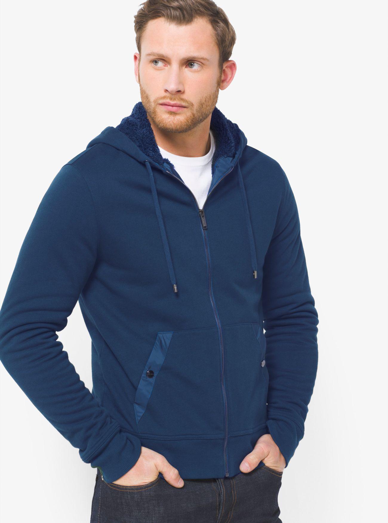 Lyst - Michael kors Sherpa-lined Zip-up French Terry Hoodie in Blue for Men
