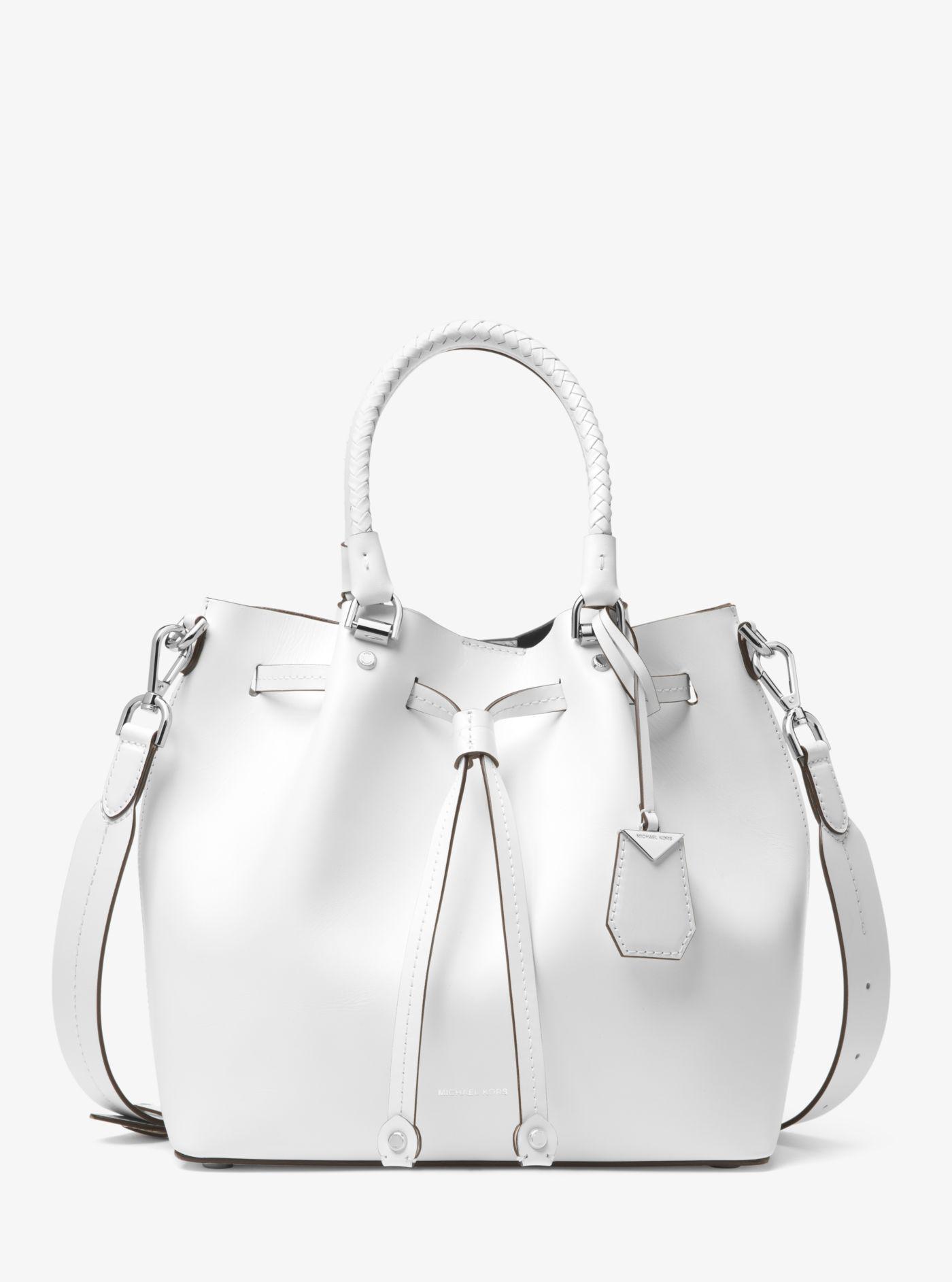 Lyst - Michael Kors Blakely Leather Bucket Bag in White